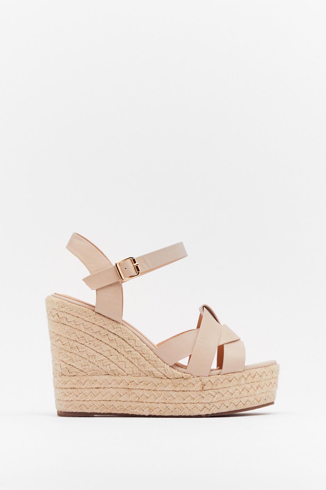 Nude Faux Leather Espadrille Wedges image number 1