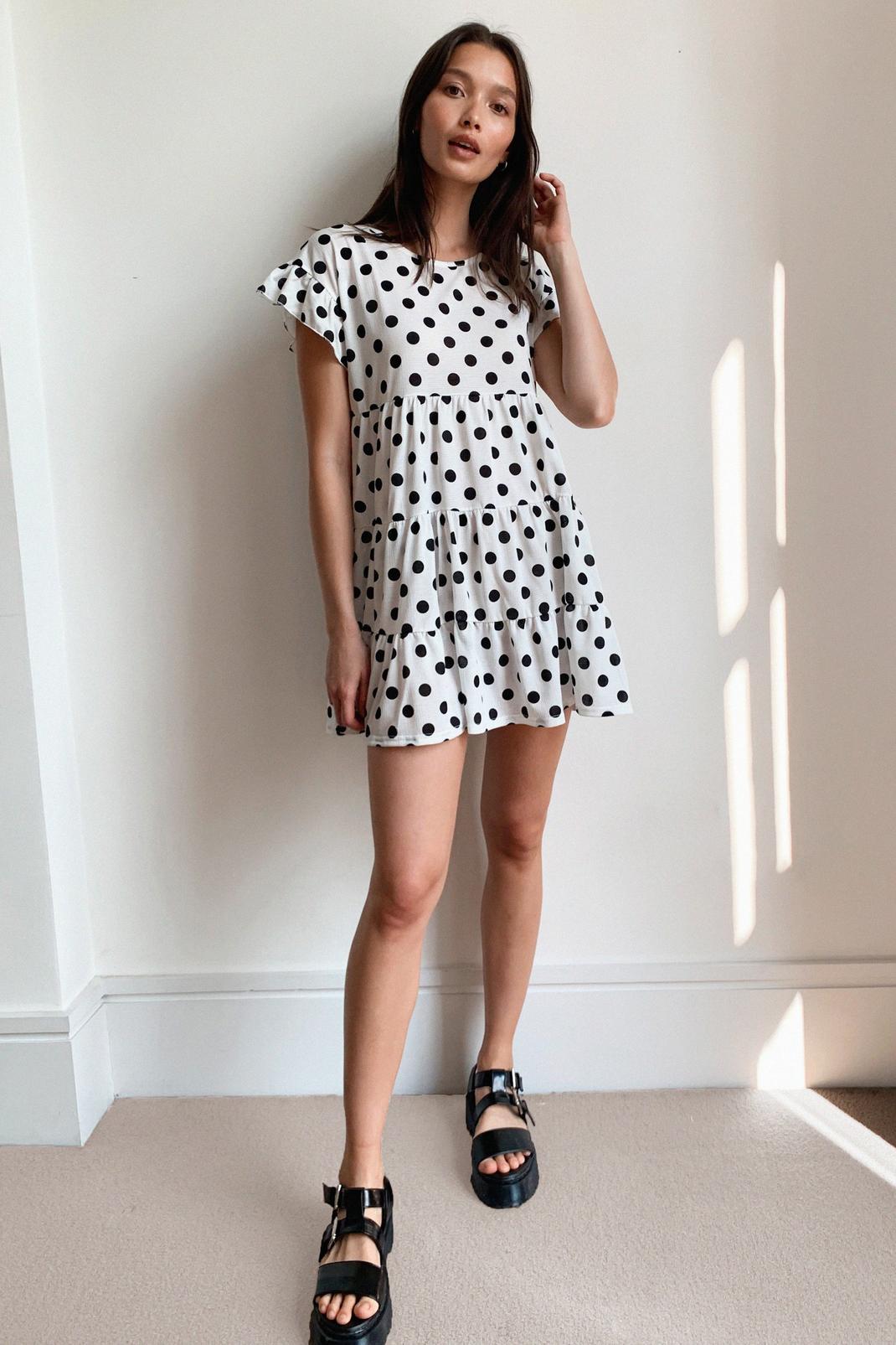 Dot Day is It Tiered Mini Dress image number 1