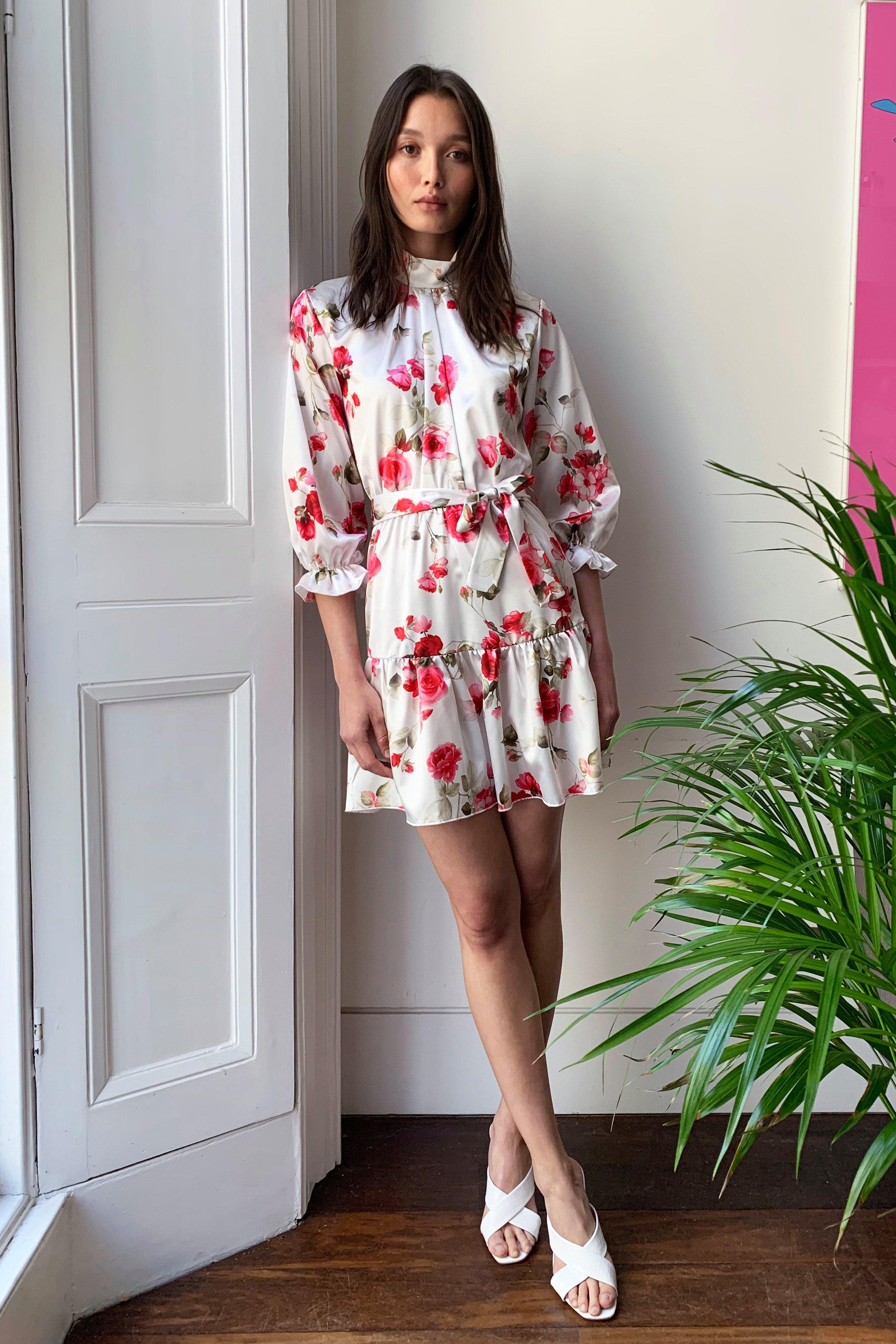 floral belted dress