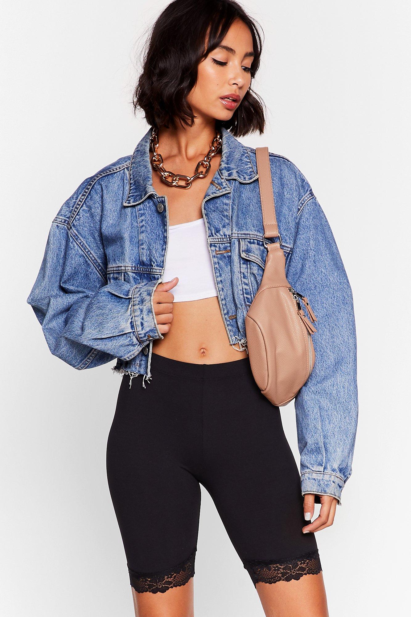 black lace trim biker shorts
