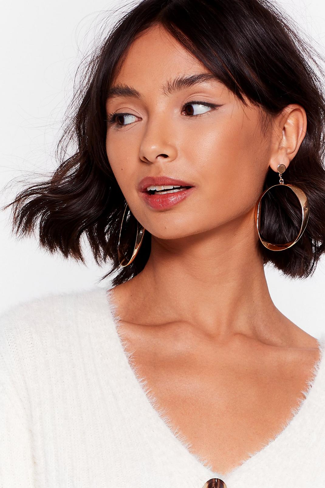 You're Going Down Hammered Hoop Earrings image number 1