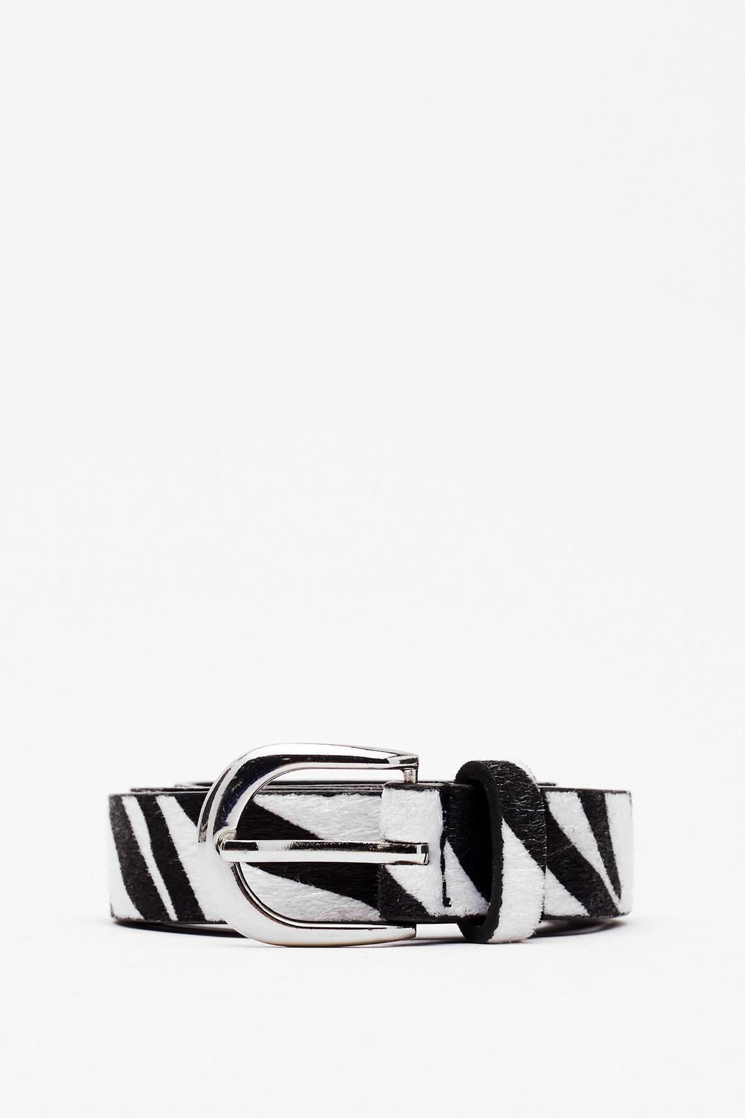 You Herd Us Right Zebra Faux Pony Hair Belt image number 1