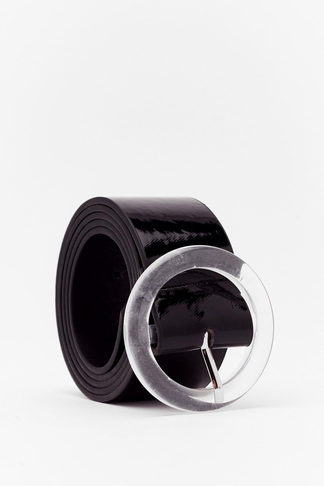 Black Let's Make Things Clear Faux Leather Belt image number 1