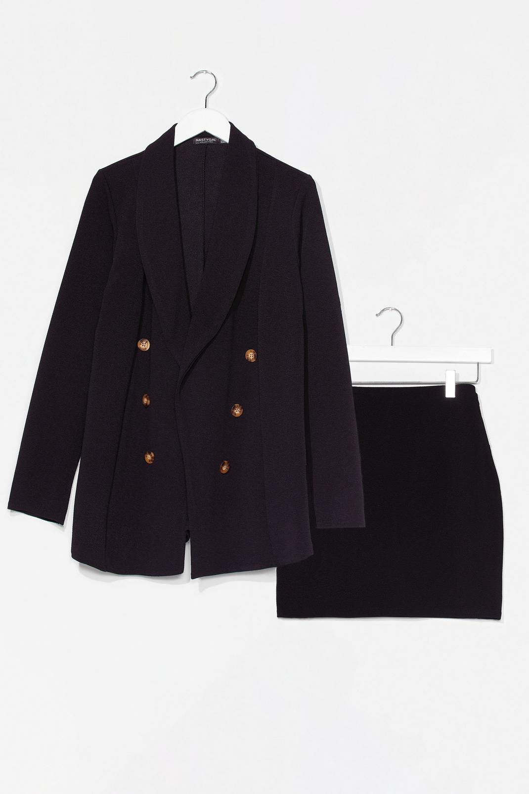 Black Call Me Clueless Oversized Blazer and Skirt Set image number 1