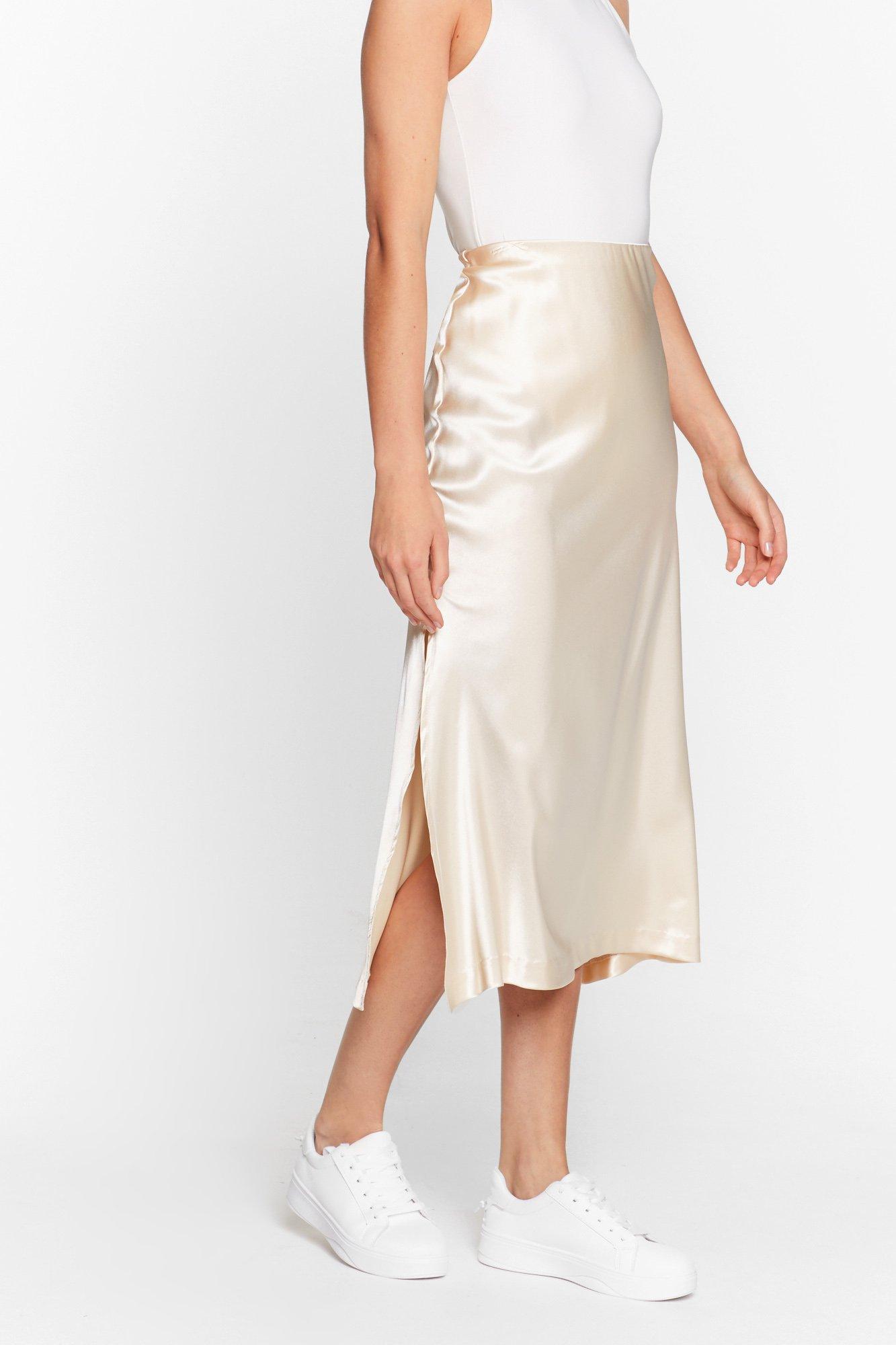 satin midi dress with split