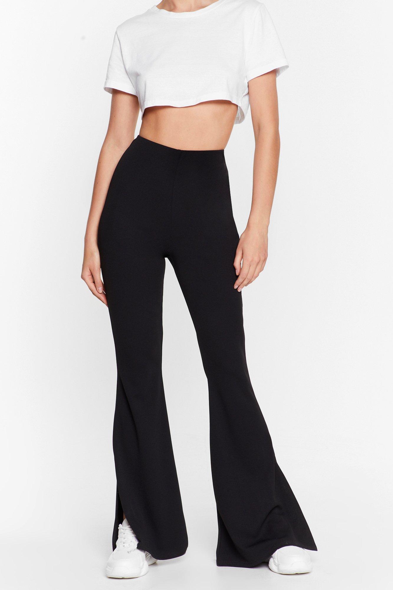 black split hem pants