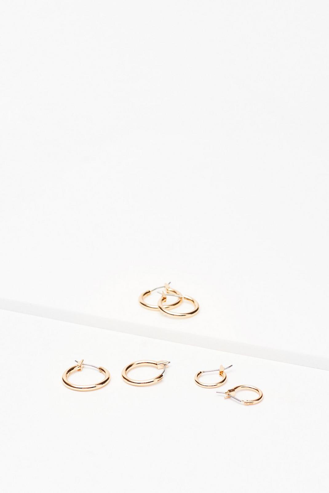 Gold Small Hoop 3 Pc Earring Set image number 1