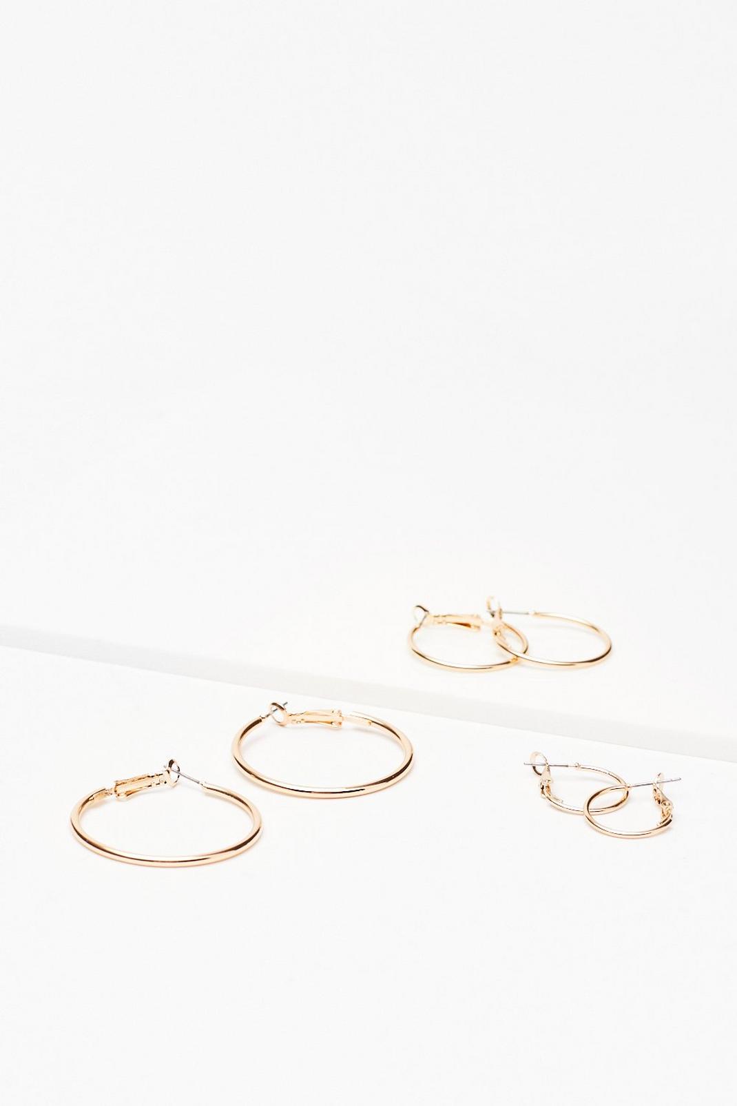 Gold Keep Us in the Hoop 3-Pc Earring Set image number 1