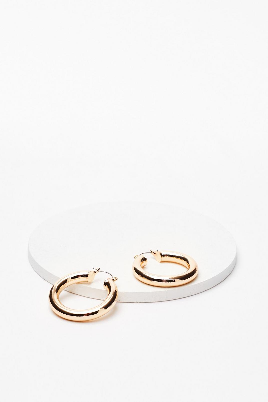 Gold What's the 411 Hoop Earrings image number 1