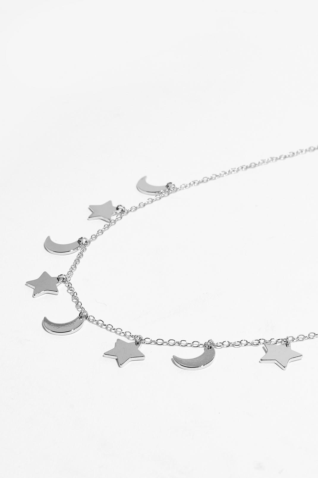 Silver Moon and Stars Charm Necklace image number 1