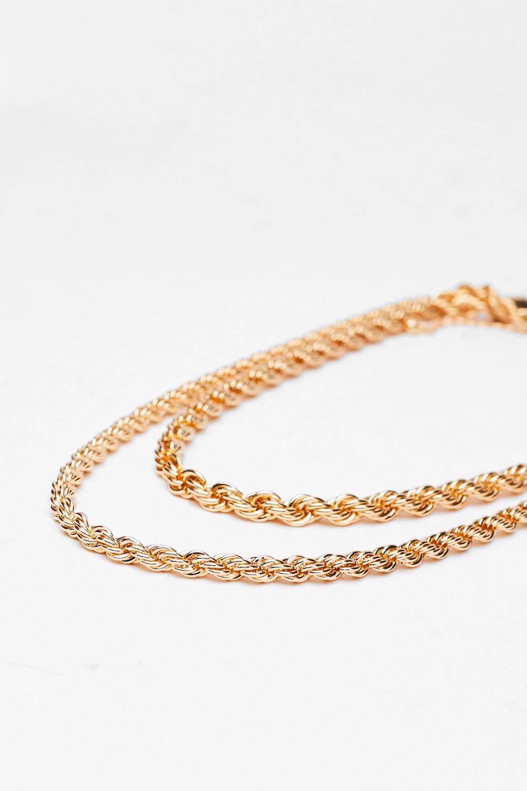Collier épais corde à deux rangs et chaîne torsadée, Gold image number 1