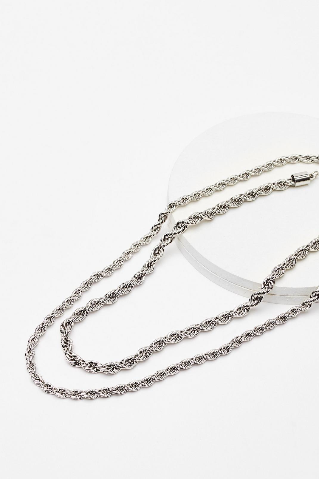 Silver Layered Rope Chain Necklace image number 1