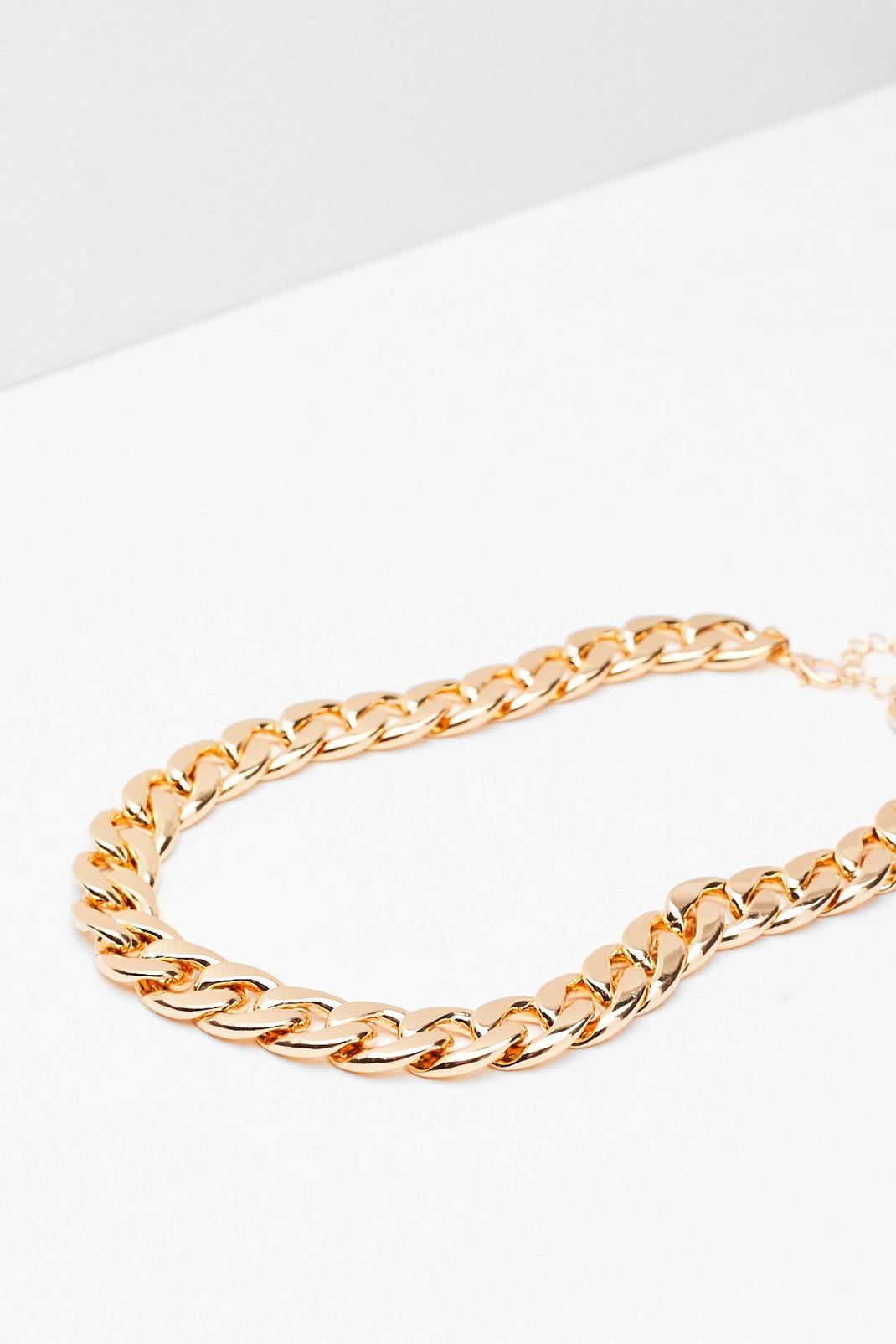 Gold Chunky Curb Chain Necklace image number 1