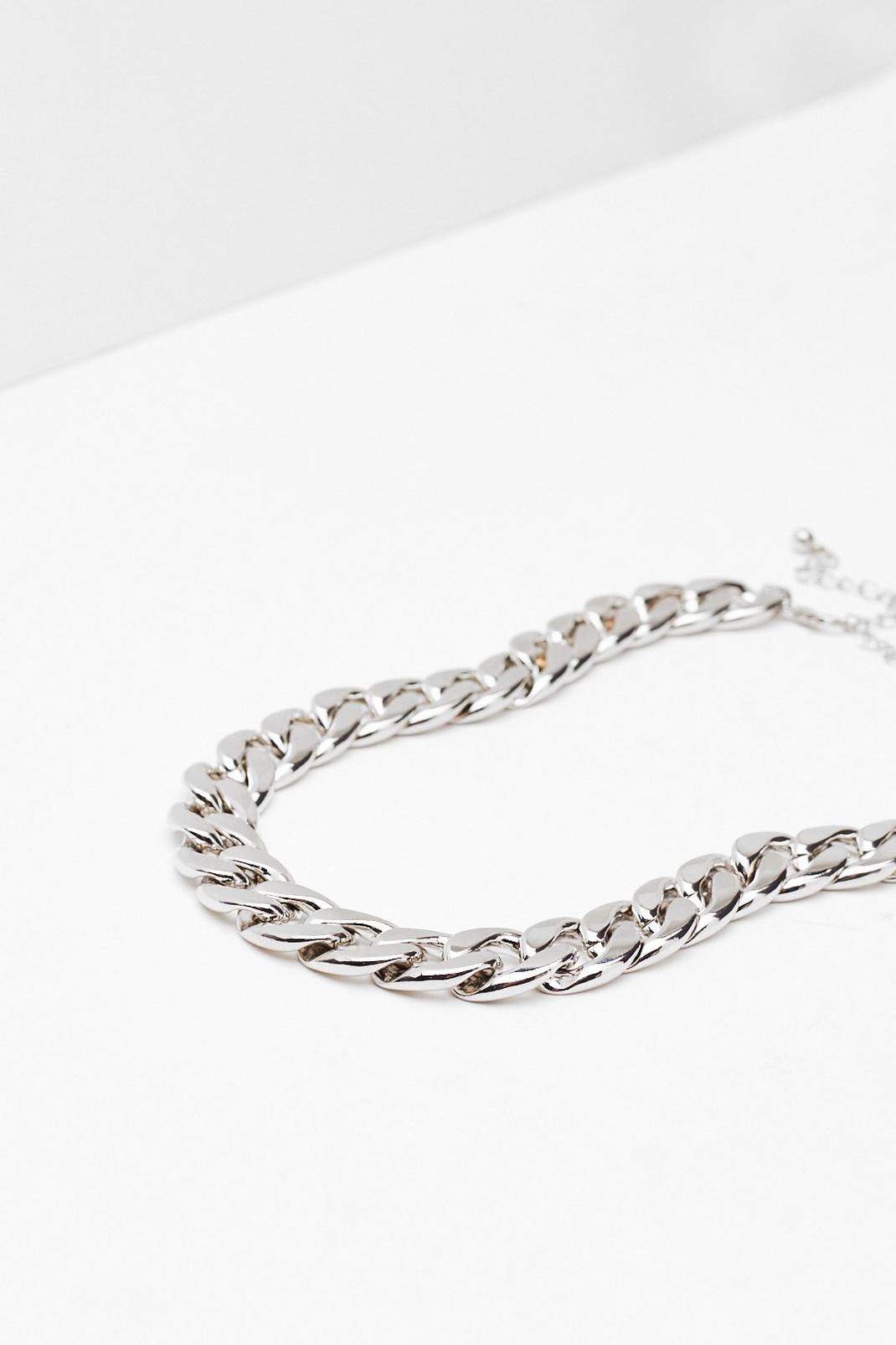 Silver Chunky Curb Chain Necklace image number 1