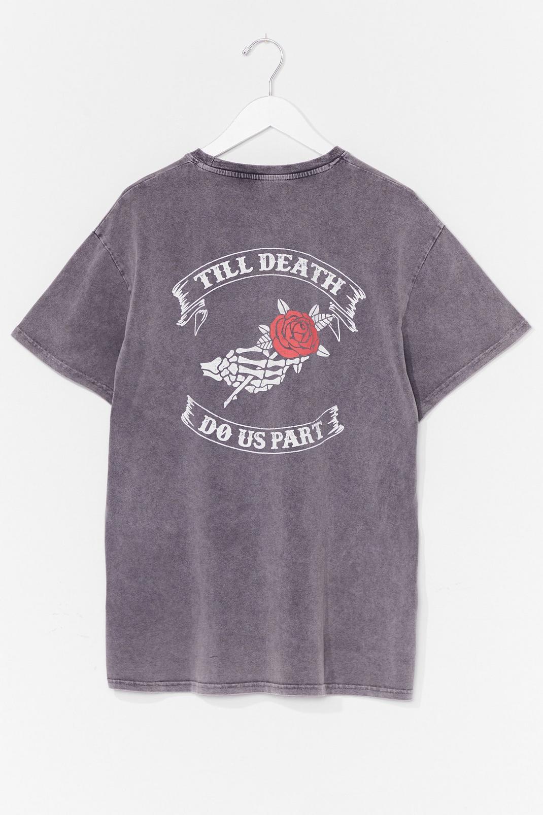 Grande Taille - T-shirt ample effet tie dye à slogan Till Death Do Us Part, Charcoal image number 1