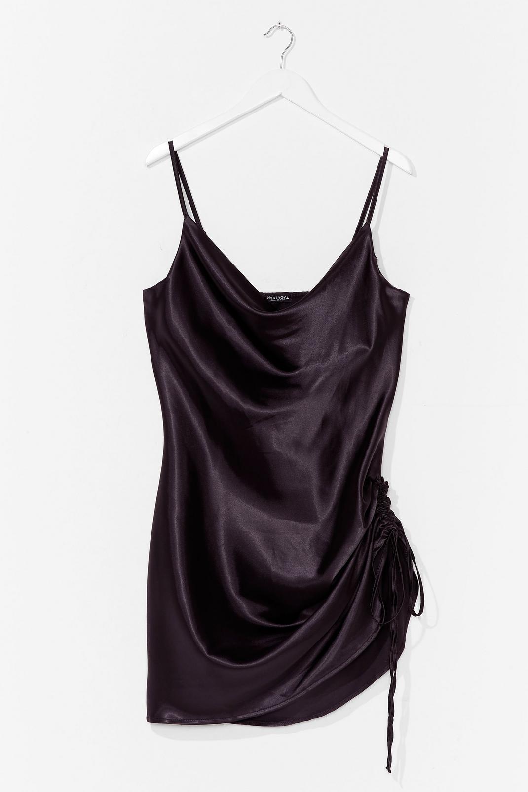 Black Plus Size Cowl Neck Ruched Mini Dress image number 1
