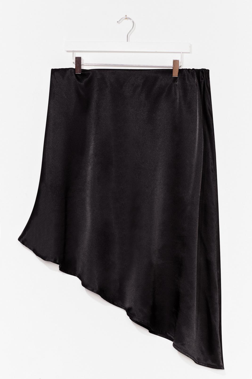 Black Plus Size Jacquard Asymmetric Midi Skirt image number 1