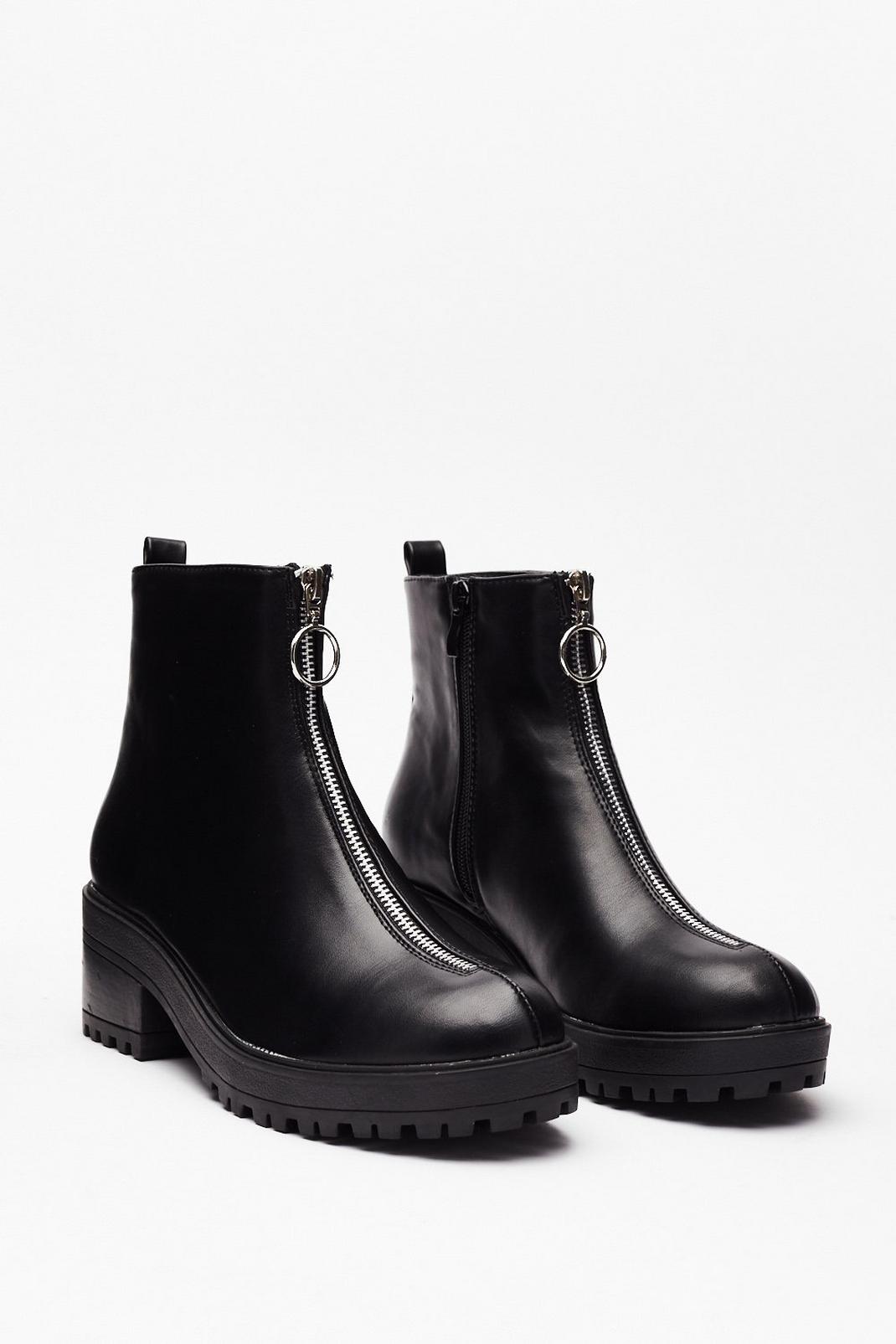 Black Best Boot Forward Faux Leather Zip Boots image number 1