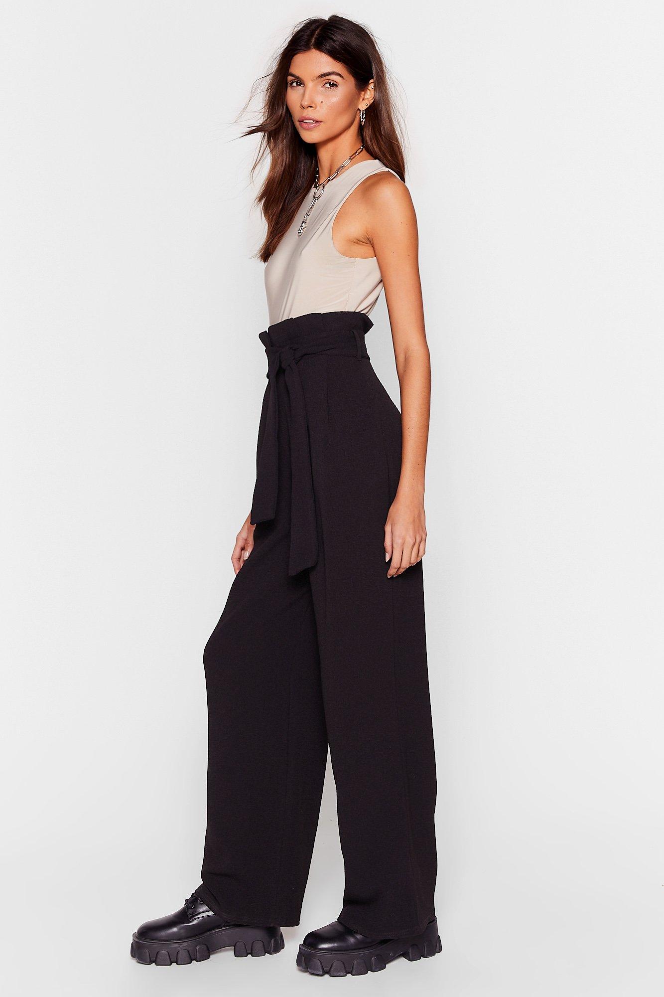 Paperbag wide clearance leg trousers