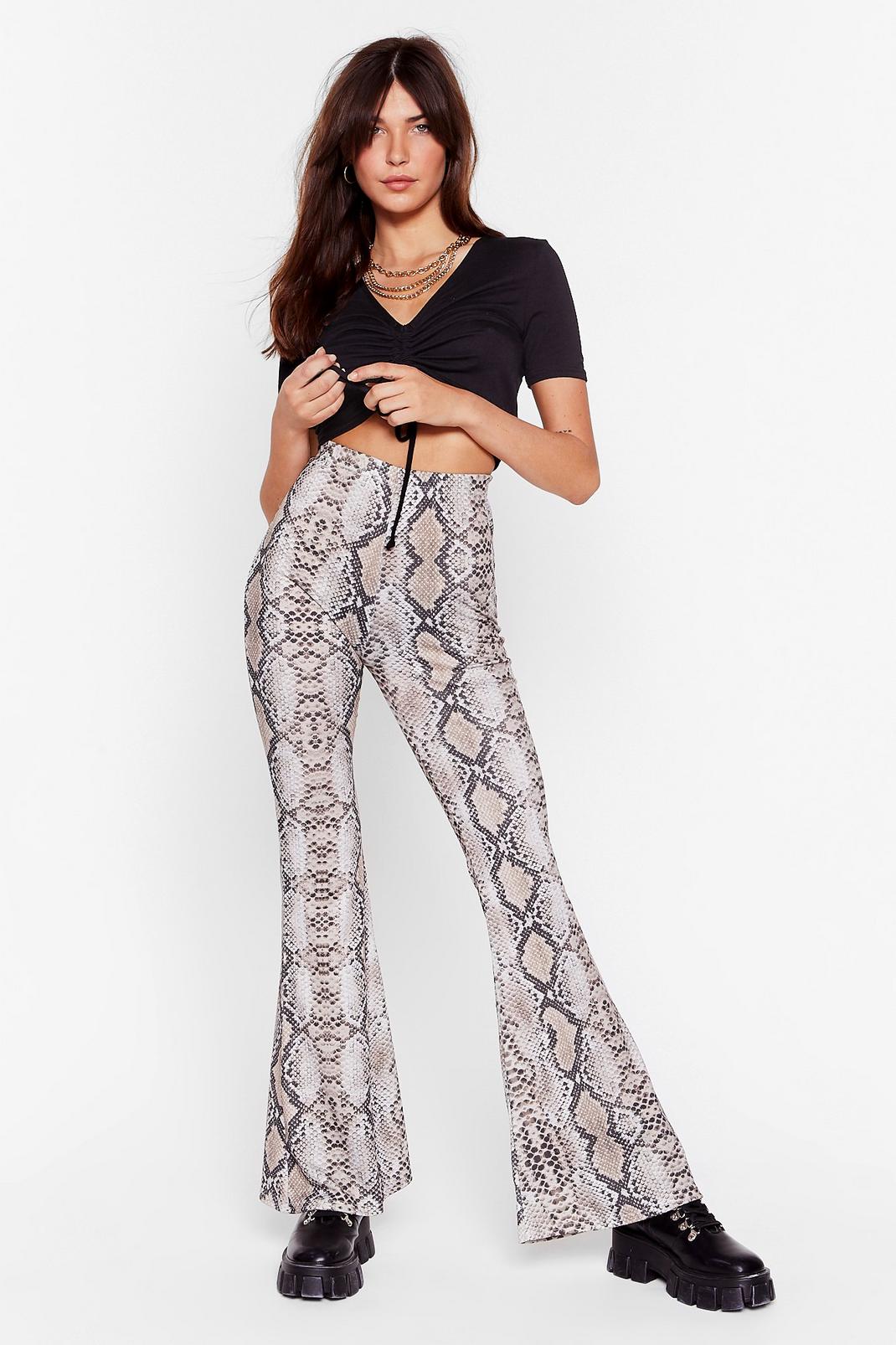 Snake Me Wanna Shout High-Waisted Flared Trousers image number 1