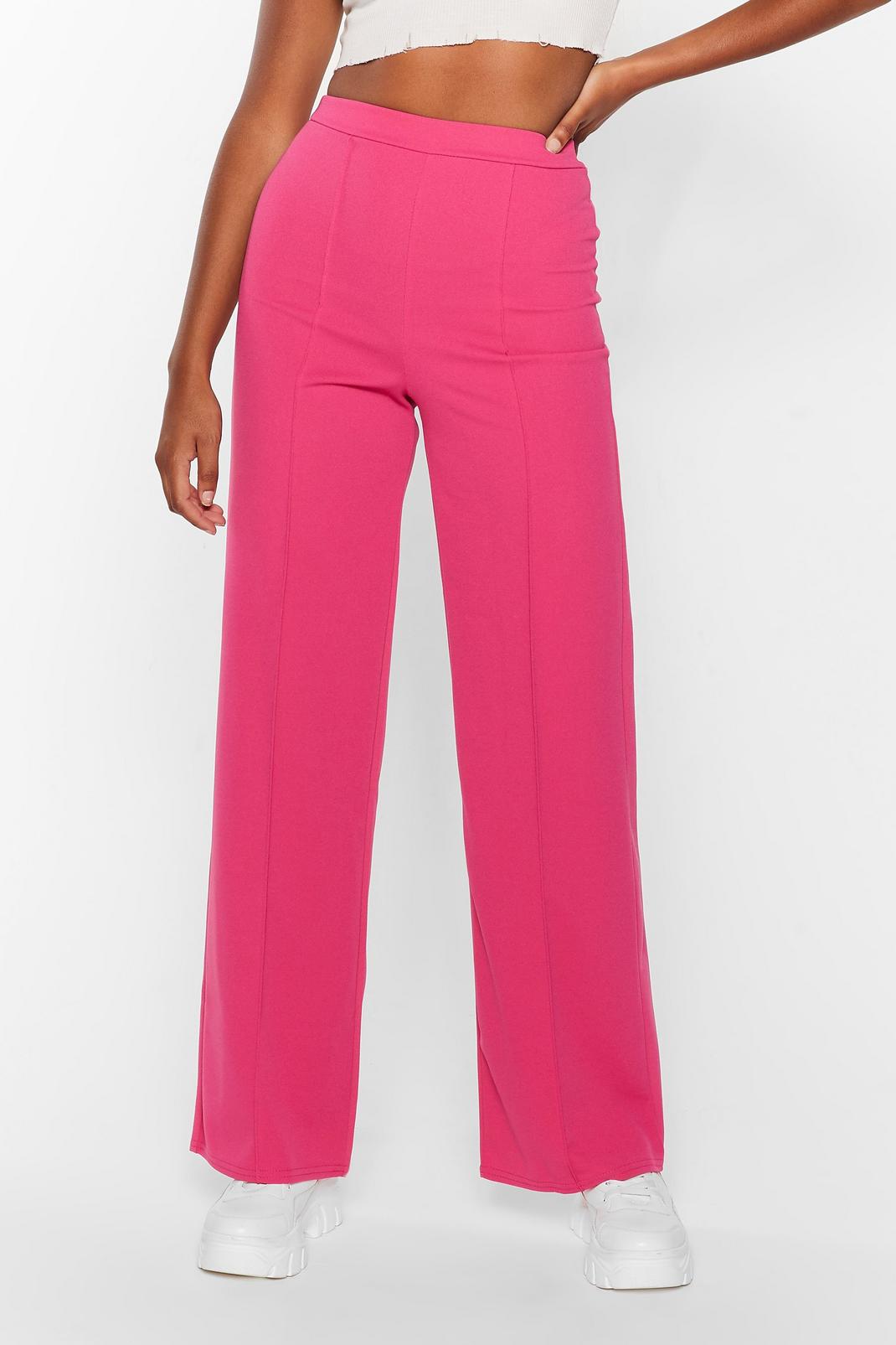 Hot pink Seam You Lookin' High-Waisted Wide-Leg Trousers image number 1