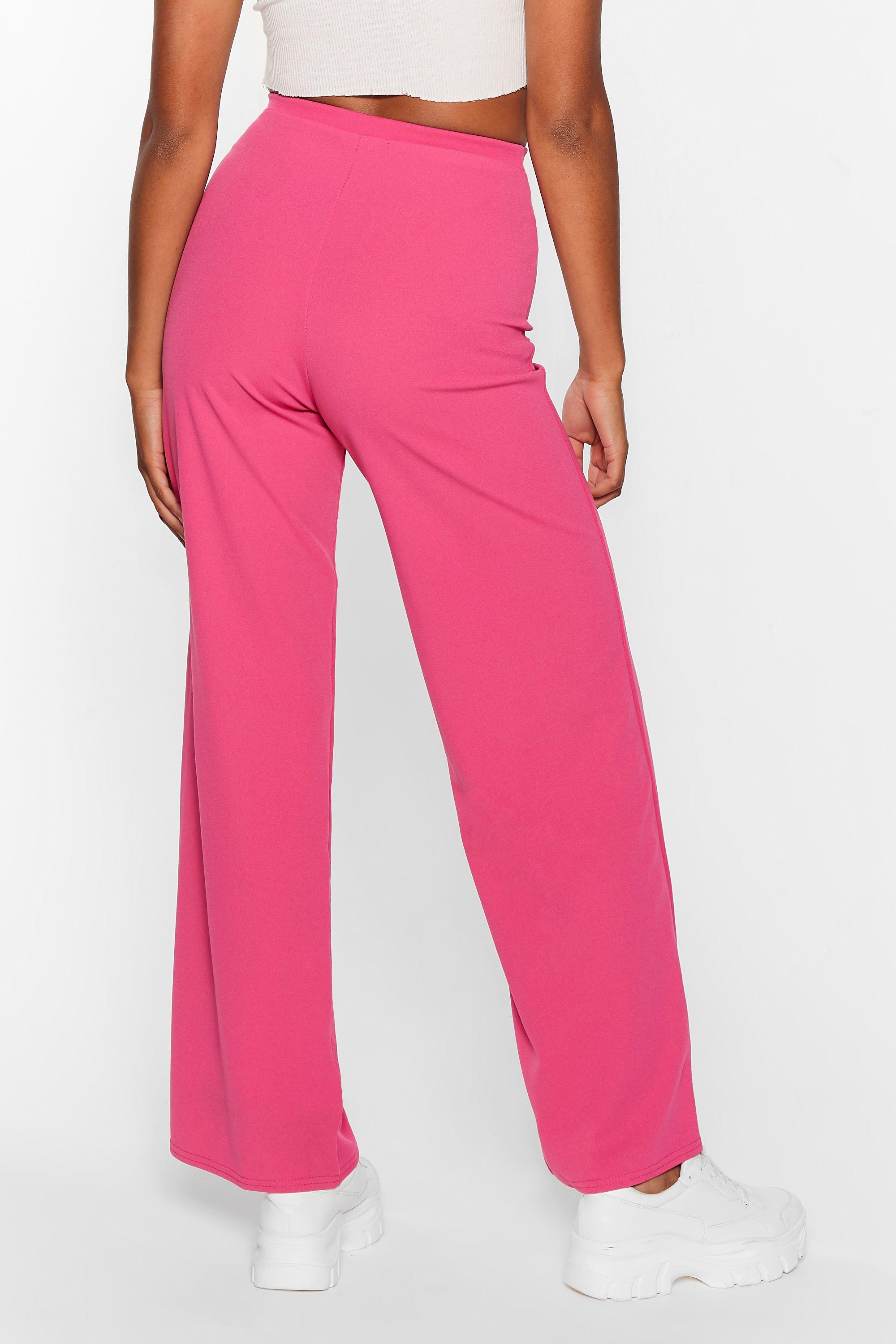 Missguided - High Waist Wide Leg Trousers Red