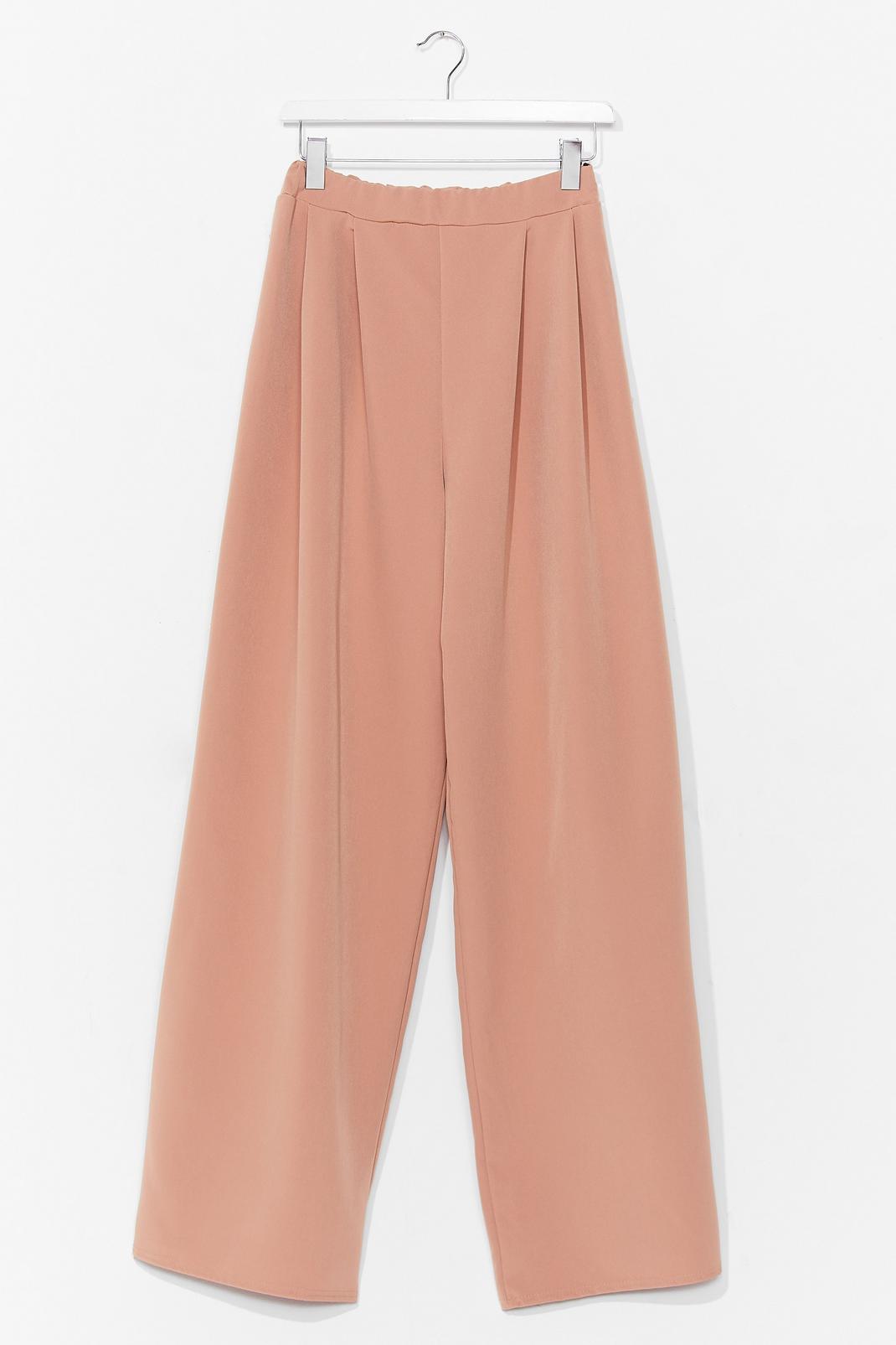 Camel We Aim to Pleat Tailored Wide-Leg Trousers image number 1