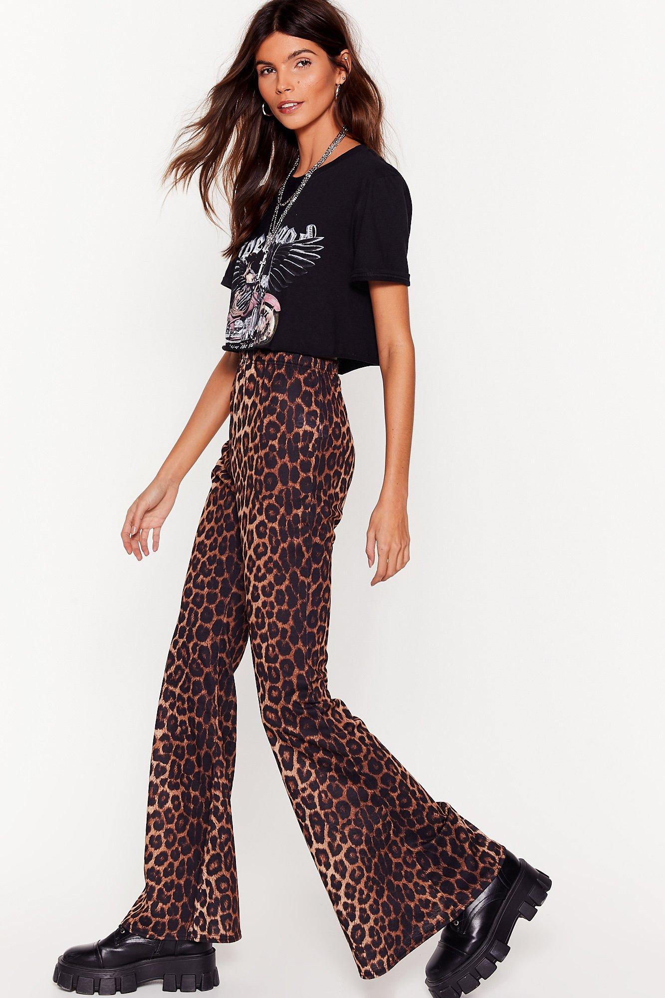 Aventy Women Leopard Snakeskin Print High Waist Flare Pants Lady  Floor-Length Bell Bottom Casual Wide Leg Palazzo Trousers, Tiger Print,  Small : : Clothing, Shoes & Accessories