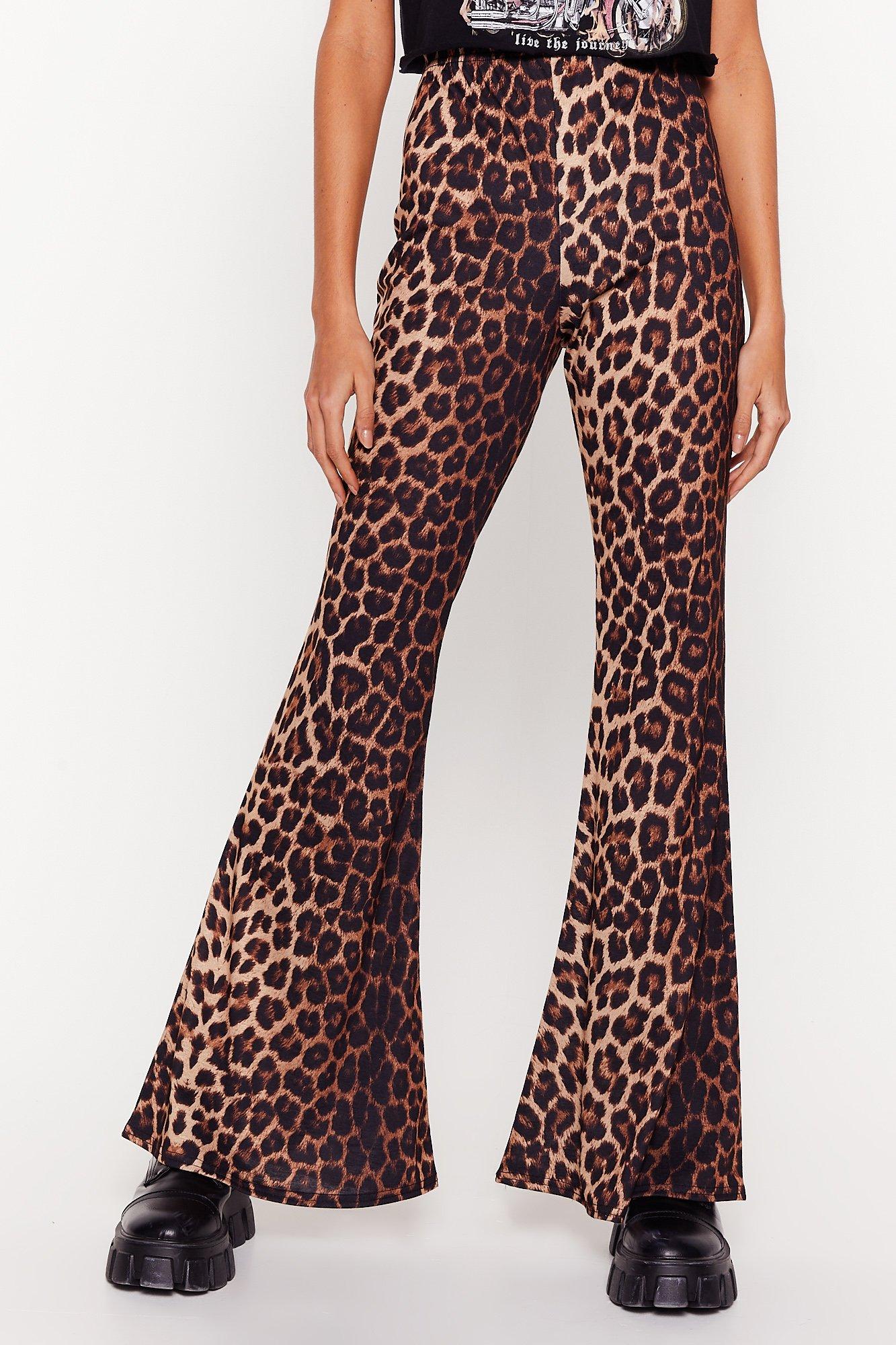 Fashion Hugcitar High Waist Leopard Print Flare Leggings Autumn