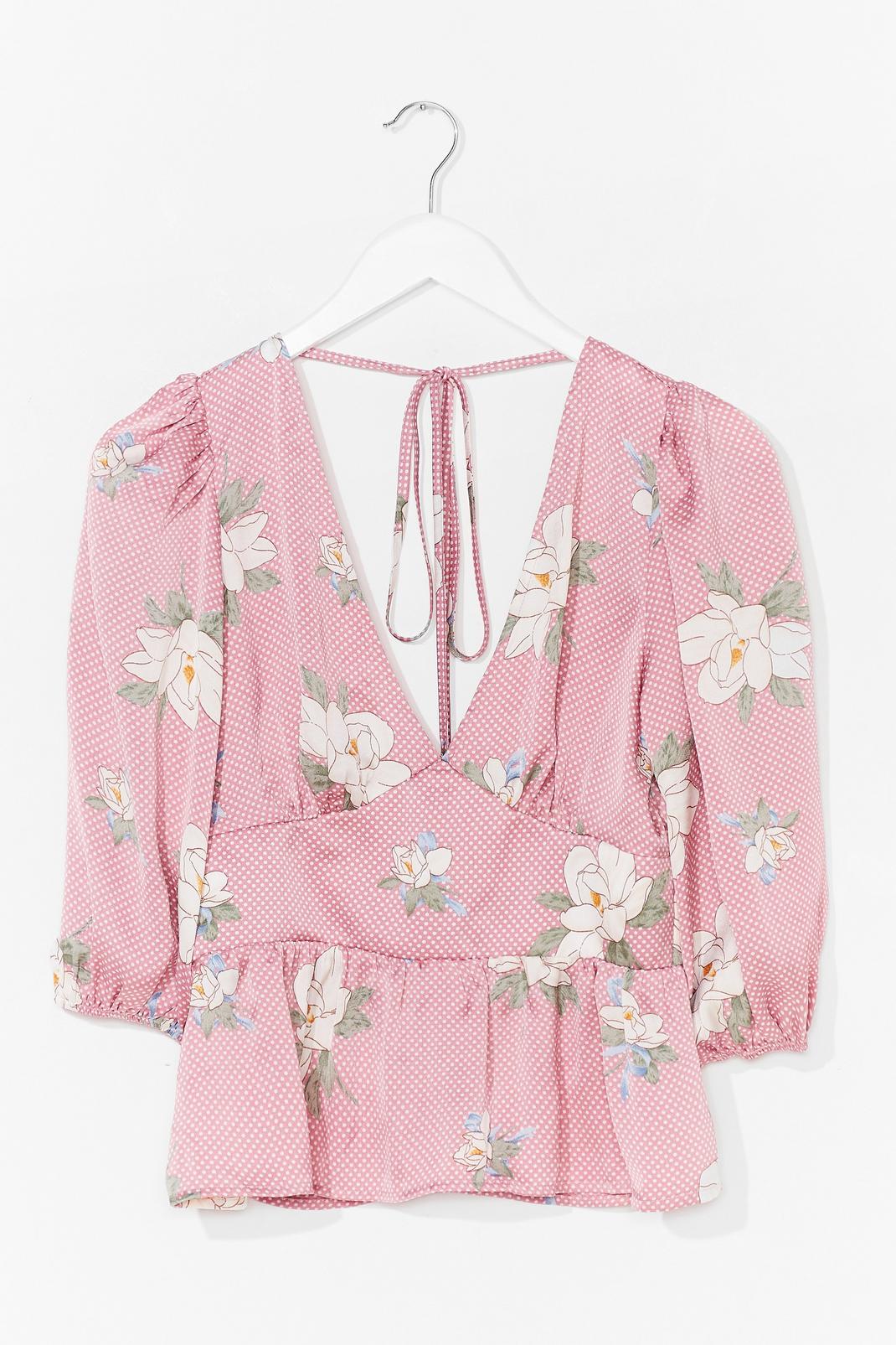 Floral Tie Back Puff Sleeve Blouse image number 1