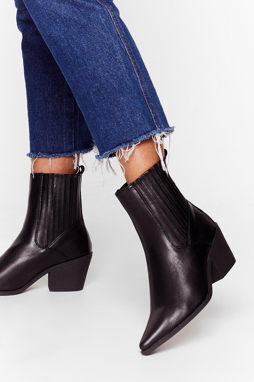 Pointed Toe Faux Leather Chelsea Boots image number 1