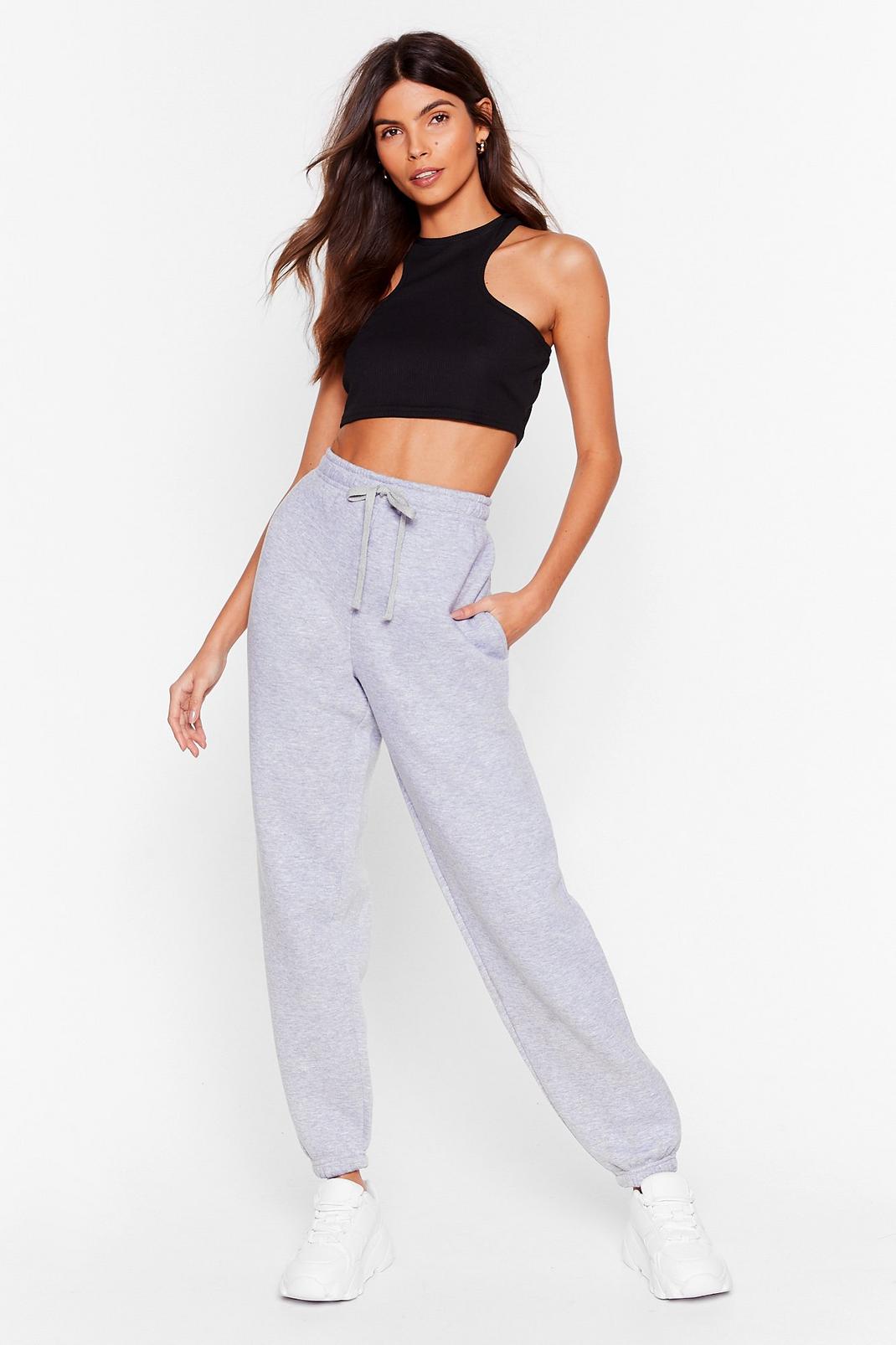 Grey marl Oversized Tie High Waisted Tracksuit Pants image number 1