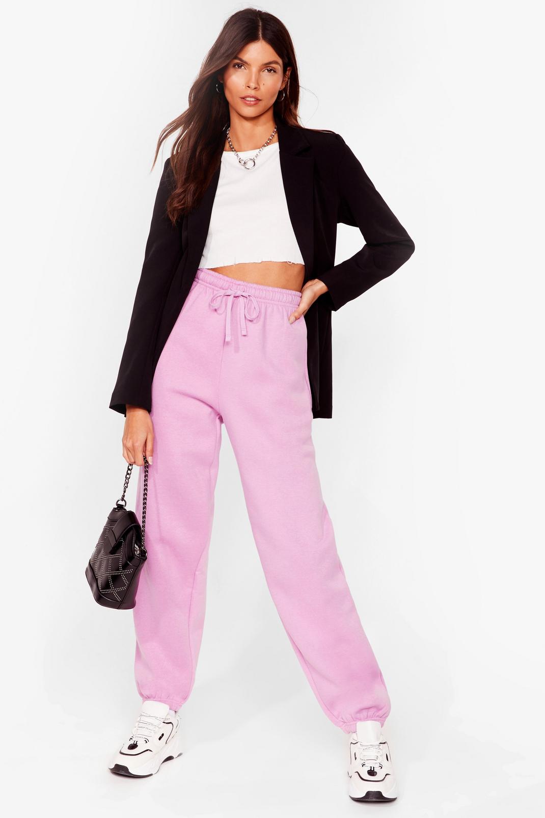 Lilac Oversized Tie High Waisted Sweatpants image number 1