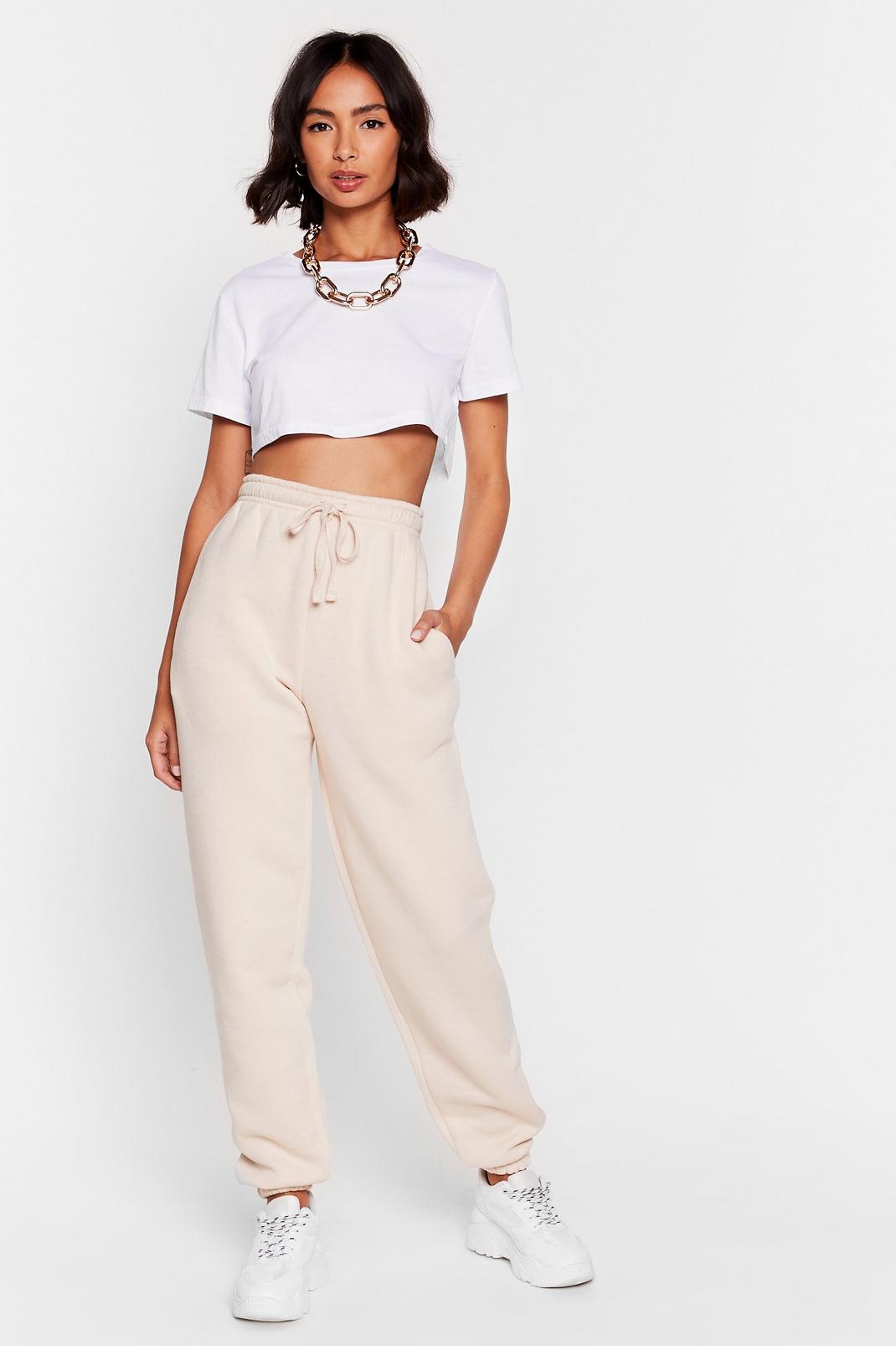 Sand Oversized Tie High Waisted Joggers image number 1