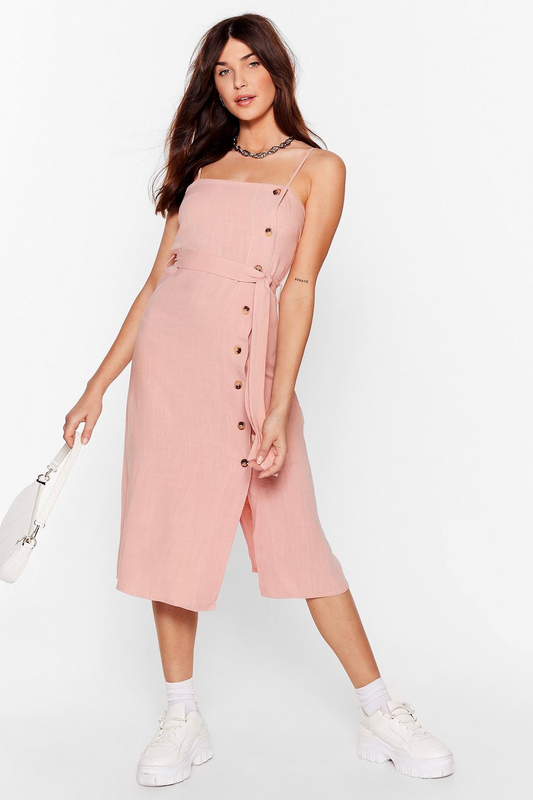 Get in Linen Button Midi Dress image number 1