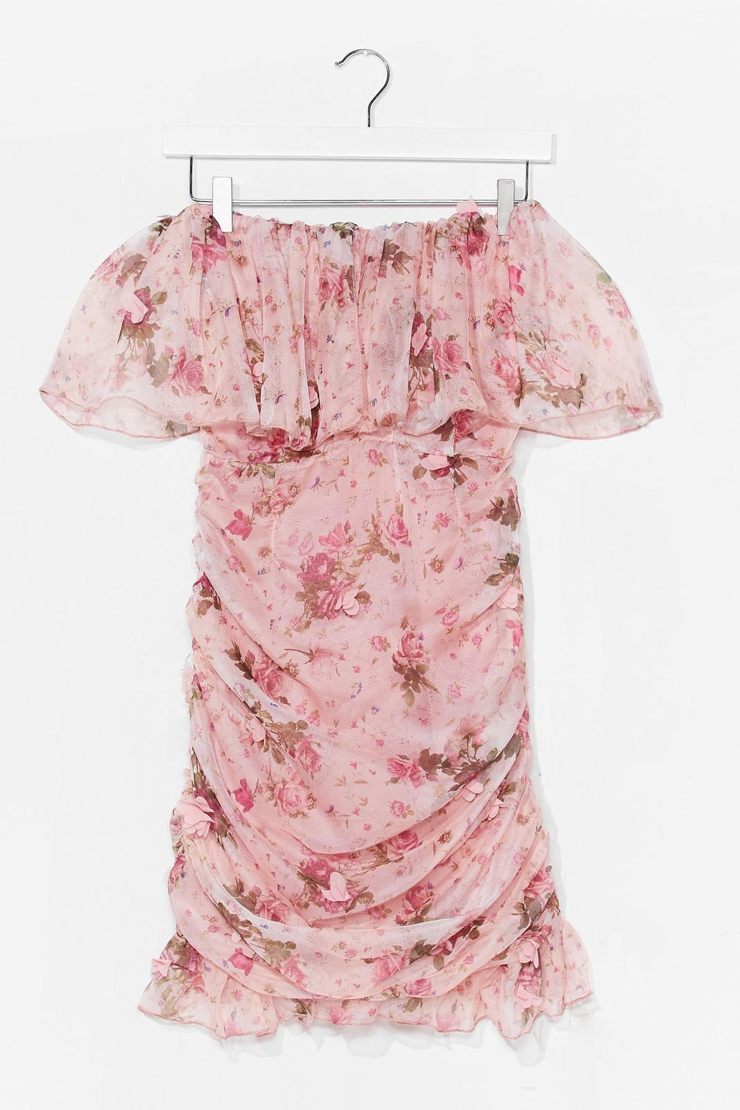 Pink Diamonds and Frills Floral Midi Dress image number 1