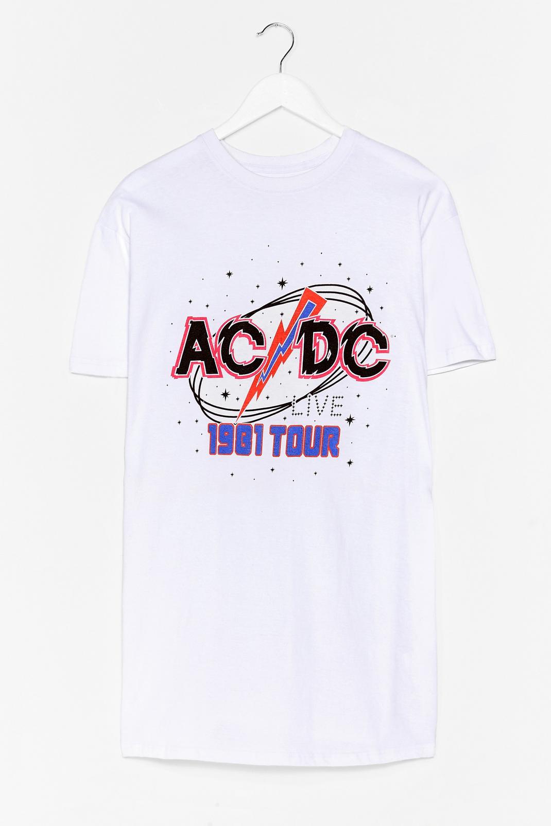 White ACDC Graphic Band T-Shirt Dress image number 1