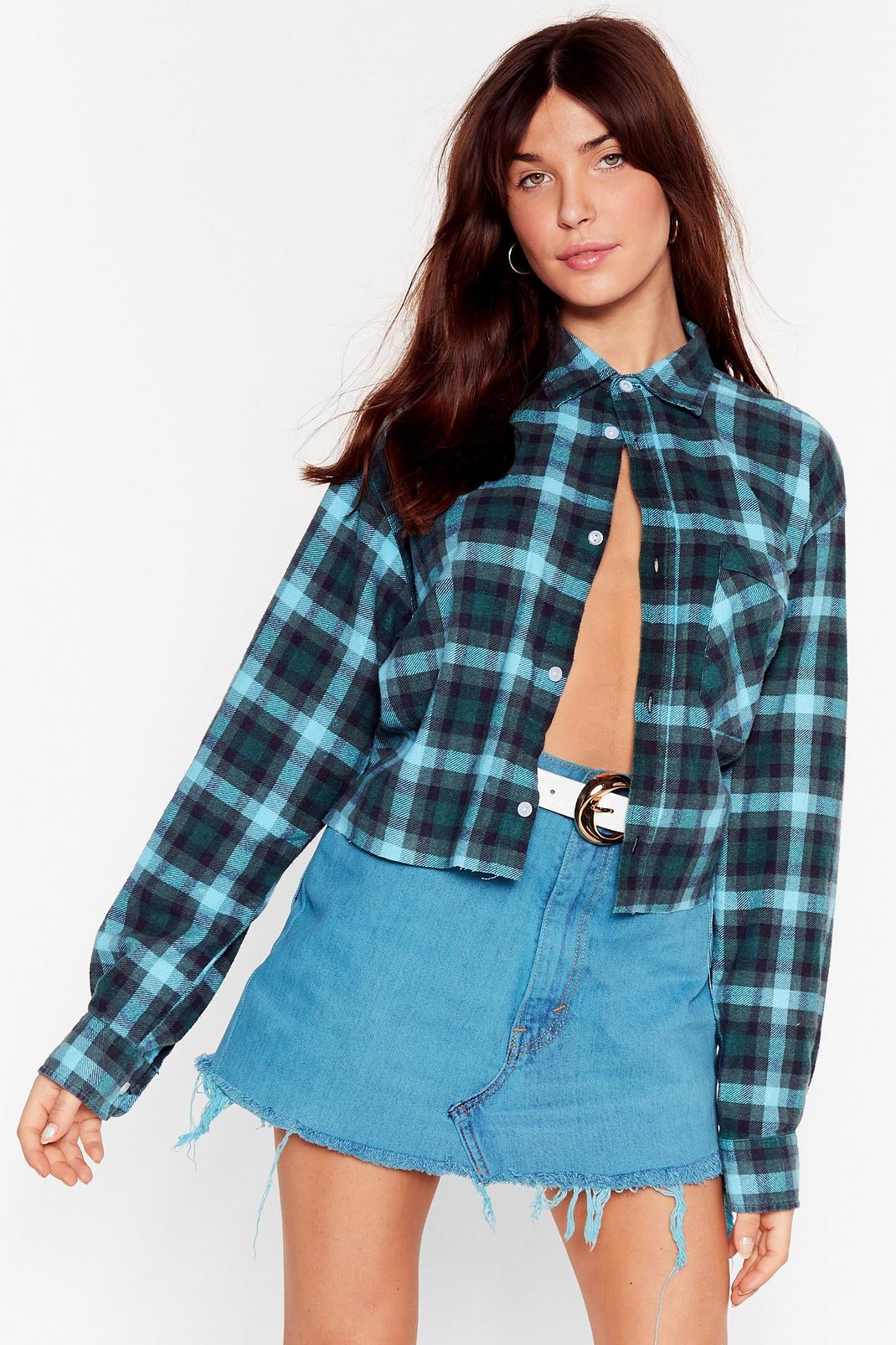 Nasty Gal Vintage Check It Out Cropped Shirt image number 1
