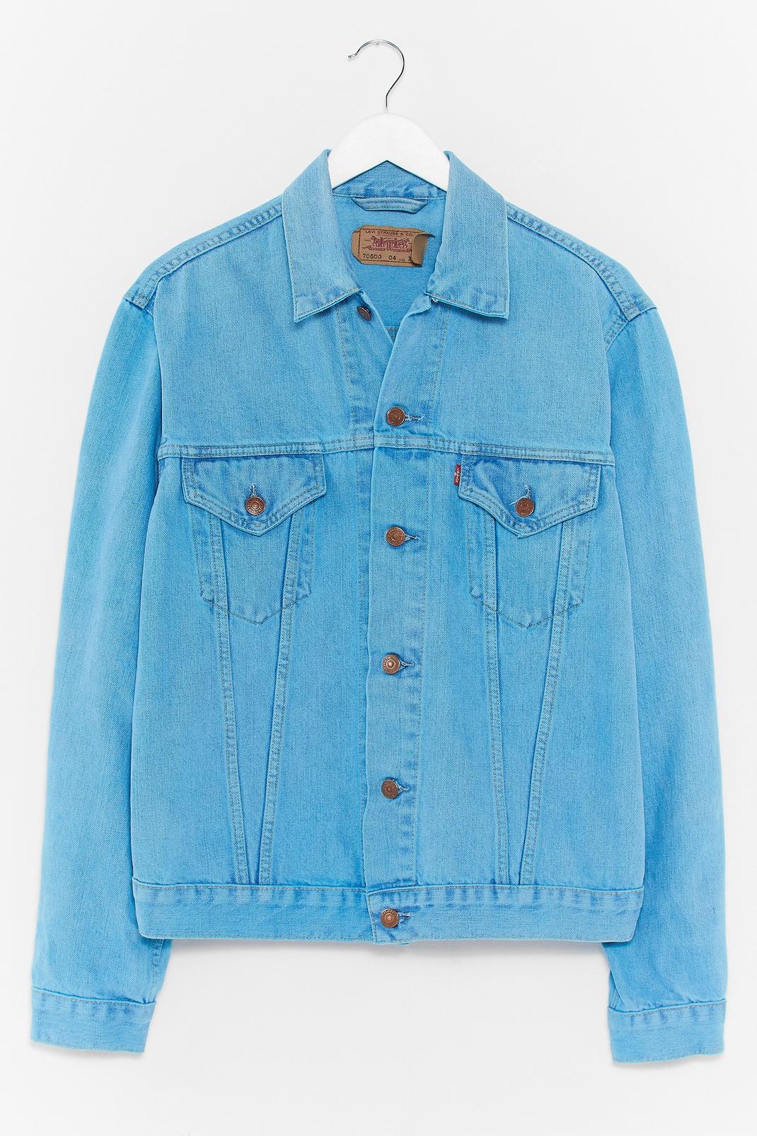 Teal Vintage Bleach Dyed Oversized Denim Jacket image number 1