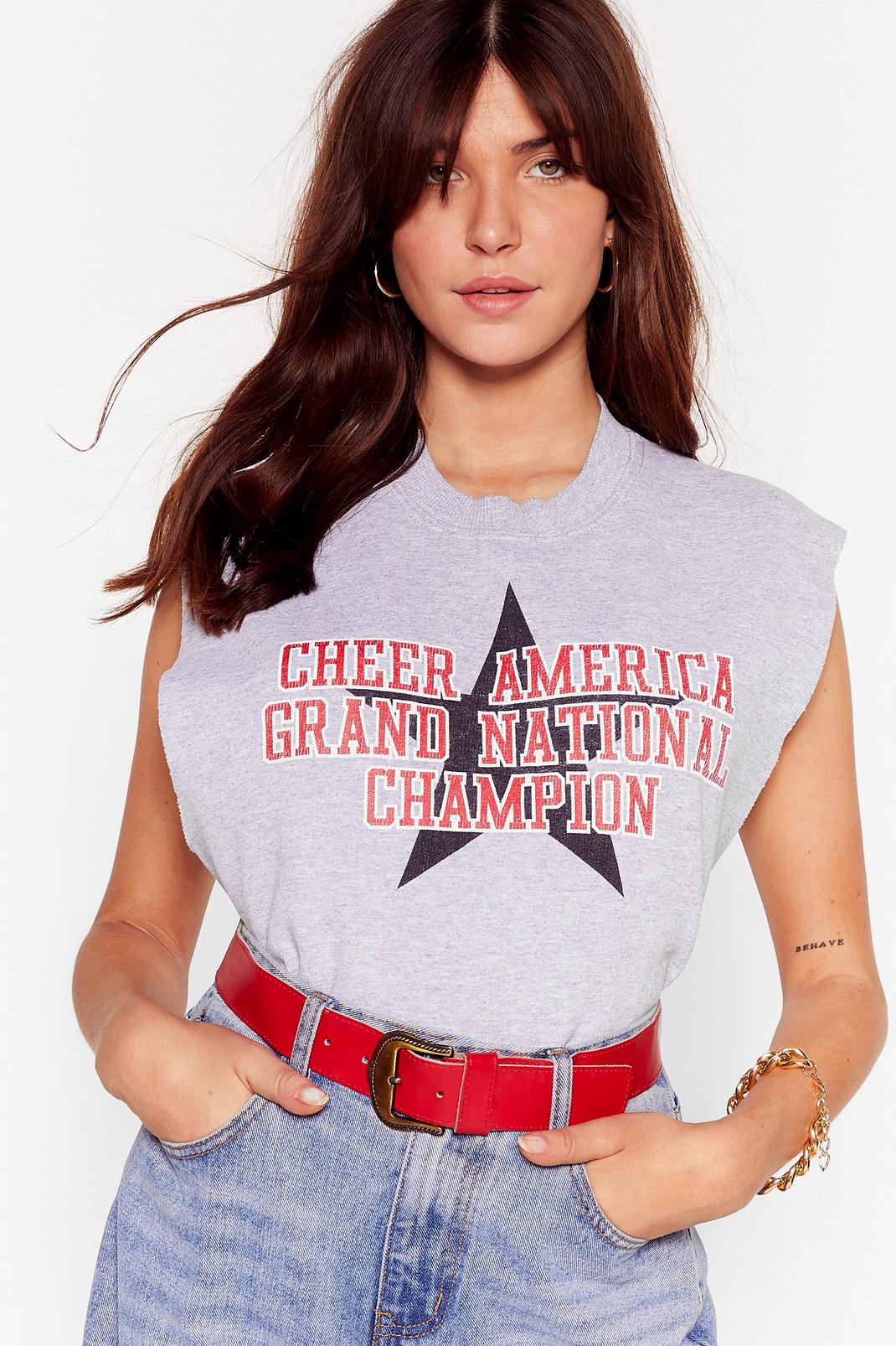 Nasty Gal Vintage - T-shirt sans manches à impressions Cheer America image number 1