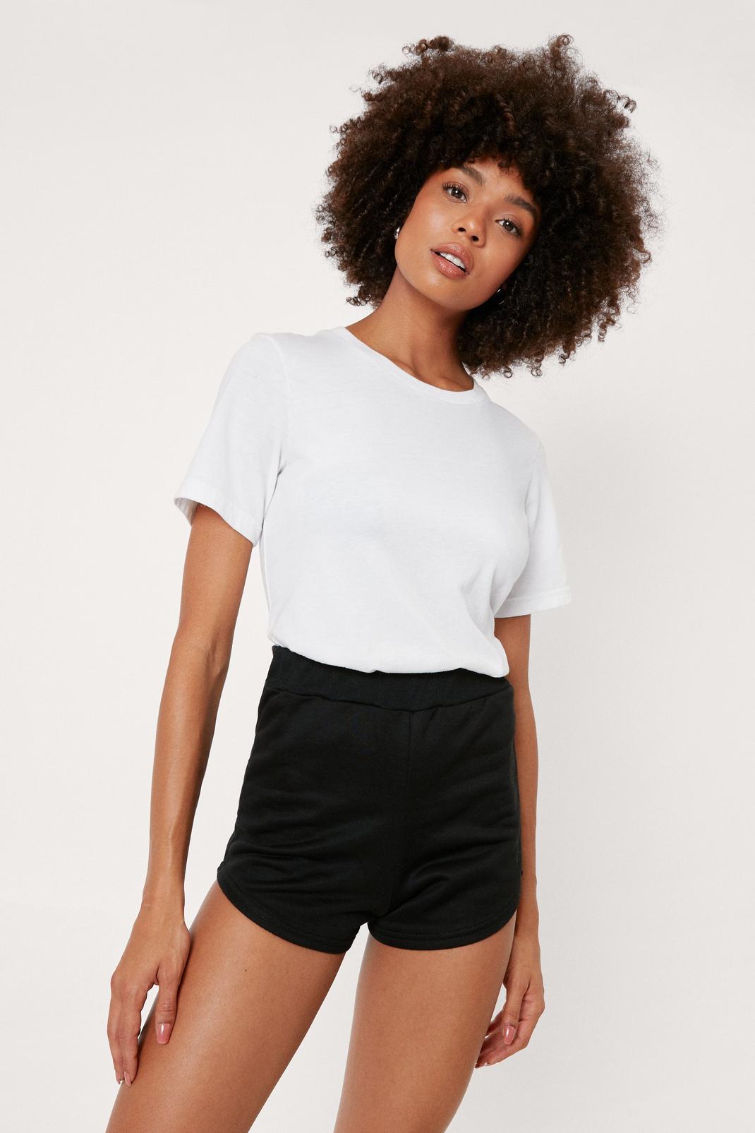 Black Jersey High Waisted Runner Shorts image number 1