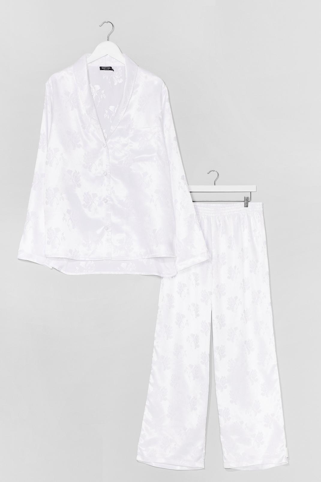 Plus Size Floral Jacquard Pajama Pants Set