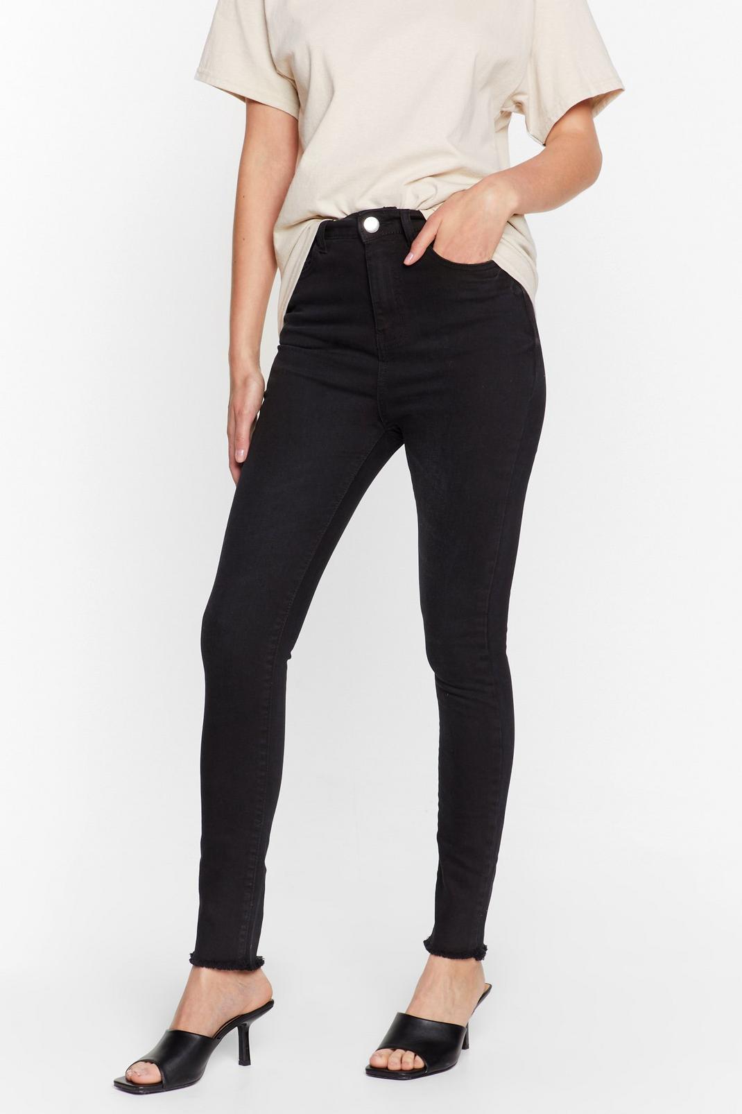 Black We Raw It First High-Waisted Skinny Jeans image number 1