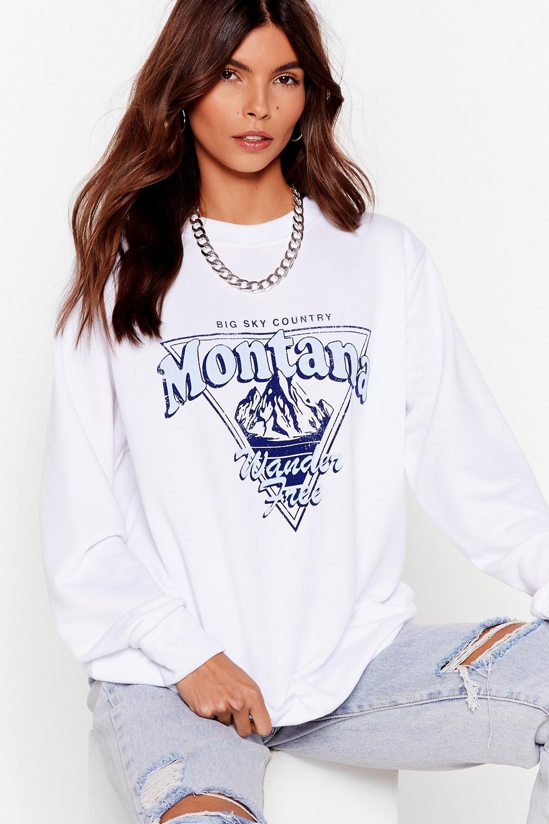 White Find Me in Montana Oversized Graphic Sweatshirt image number 1