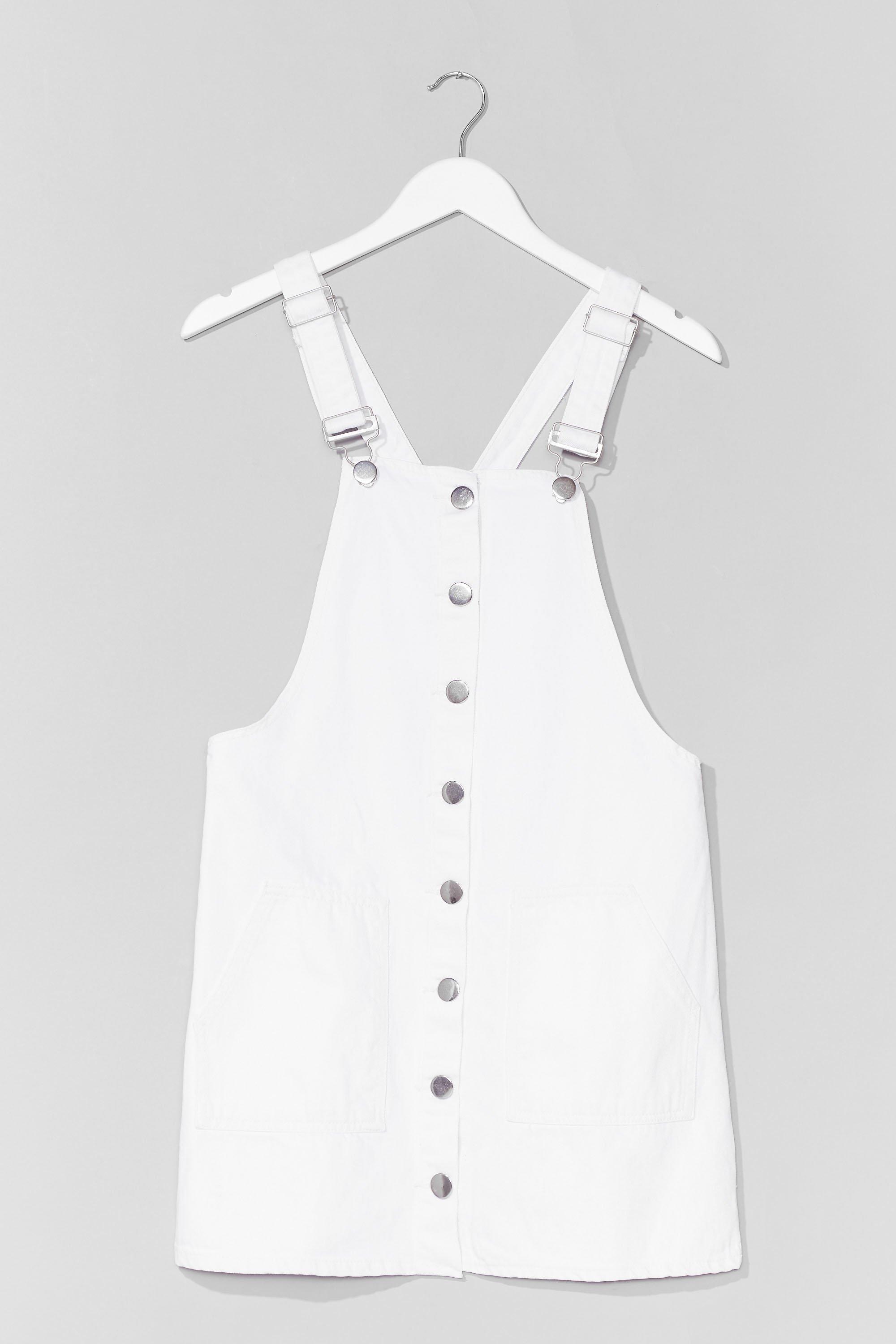 white overall dress