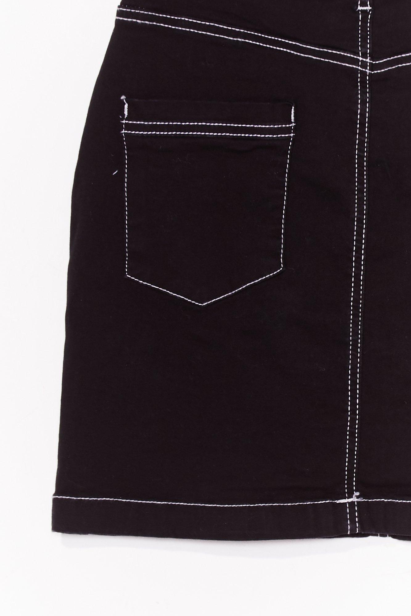 Black denim outlet skirt white stitching