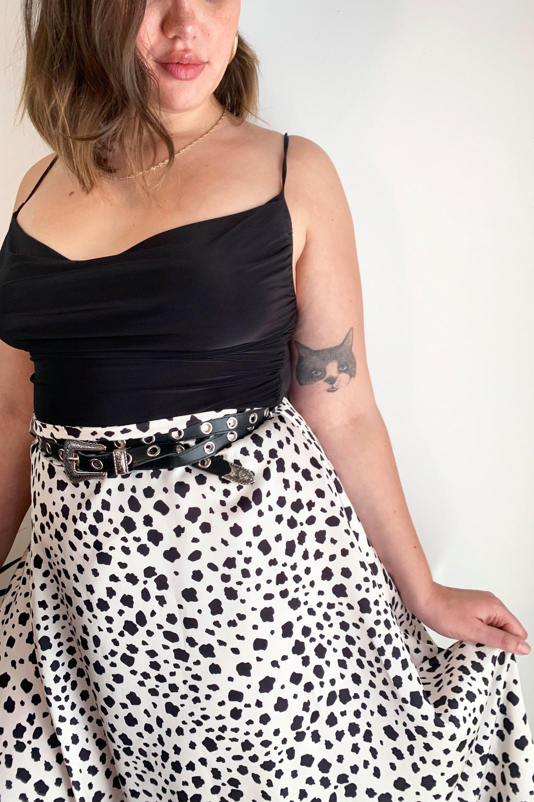173 Plus Size Dalmatian High Waisted Midi Skirt image number 2