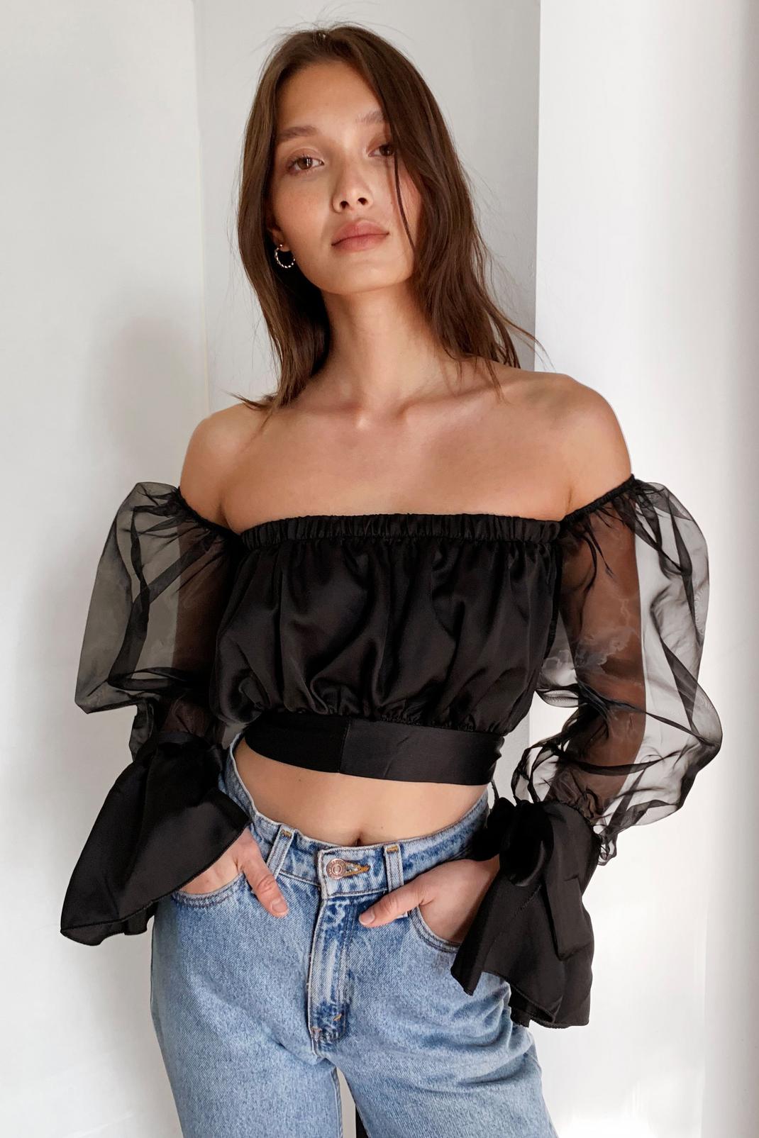 Oragnza Reaction Sheer Bow Blouse image number 1
