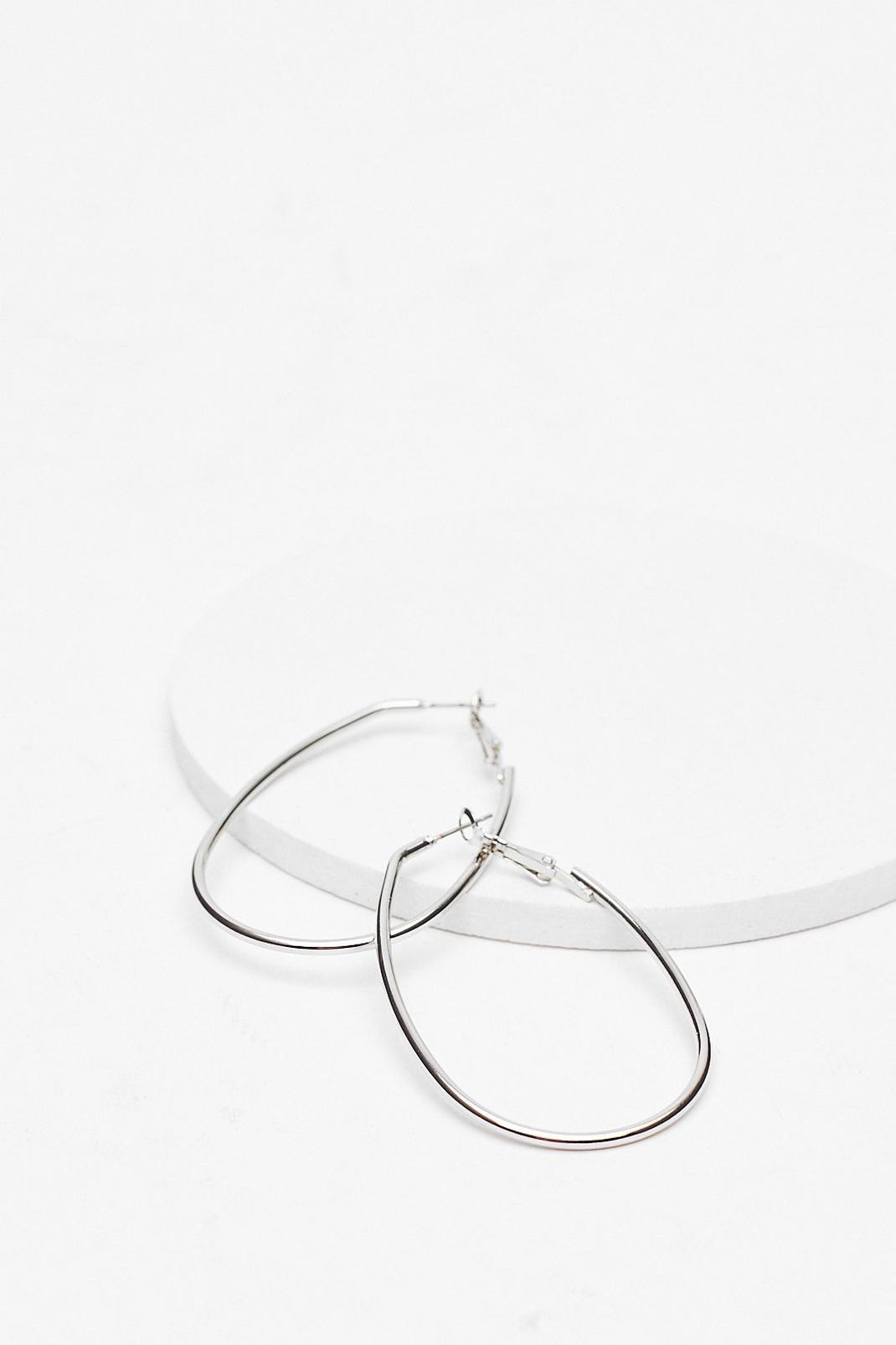 Silver Oval Hoop Earrings image number 1