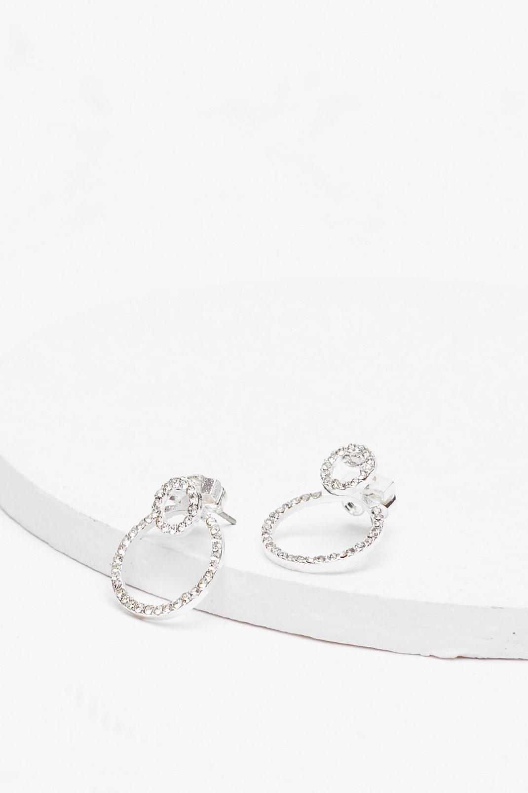 Boucles d'oreilles strassées style heurtoir, Silver image number 1